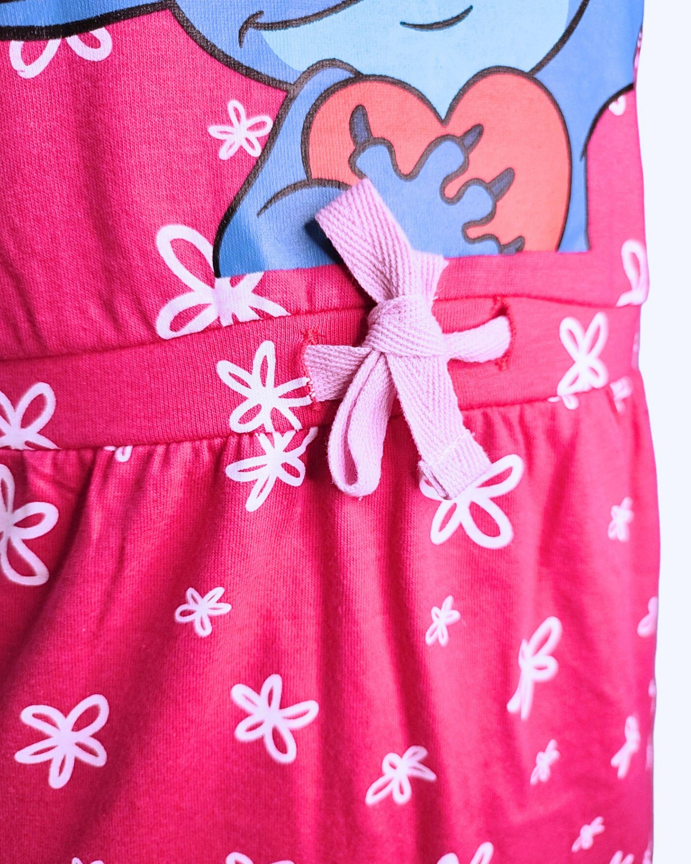 98-128 Jerseykleid cm Gr. Mädchen Dunkelpink Stitch & für Sommerkleid Lilo