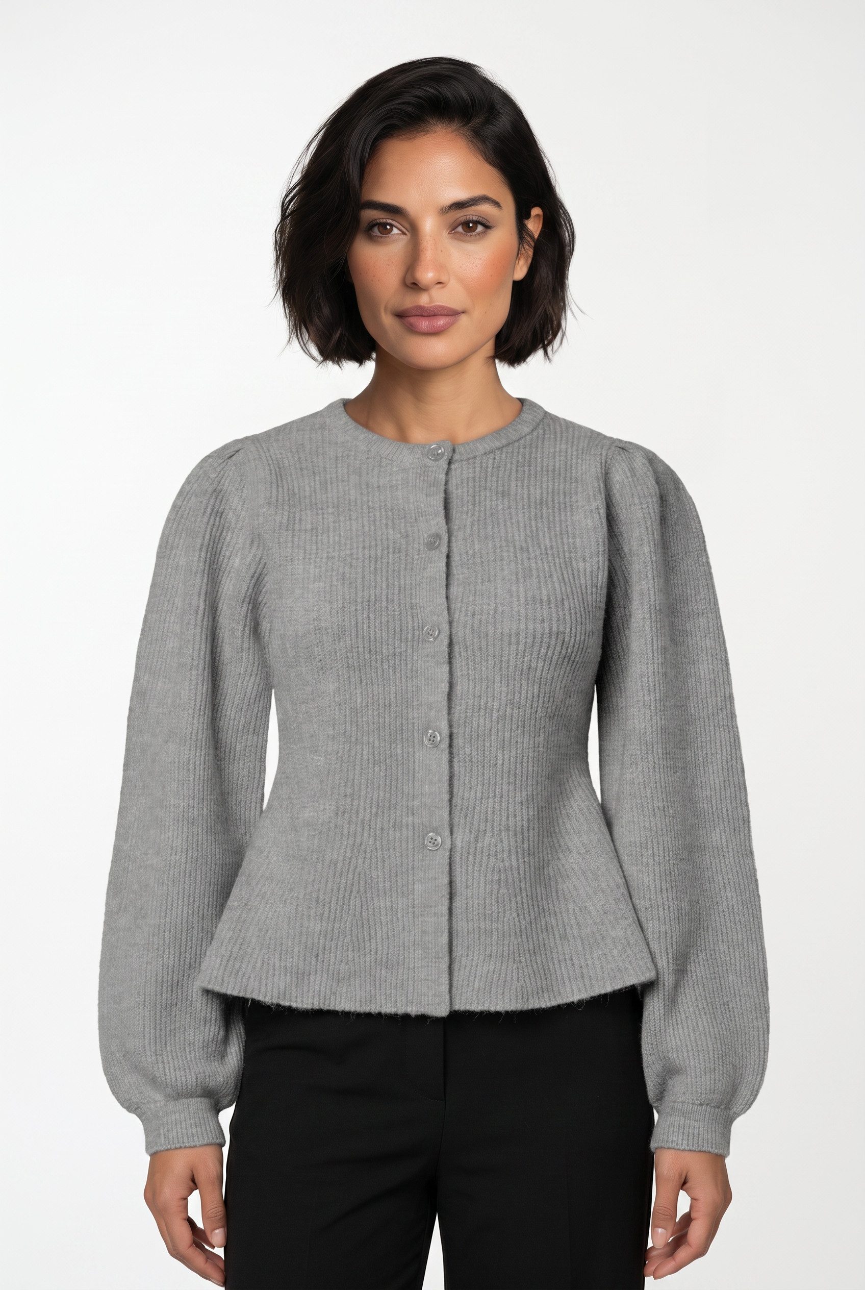 pieces Strickjacke PCSILLY LS PUFF KNIT CARDIGAN NOOS BC Materialmix