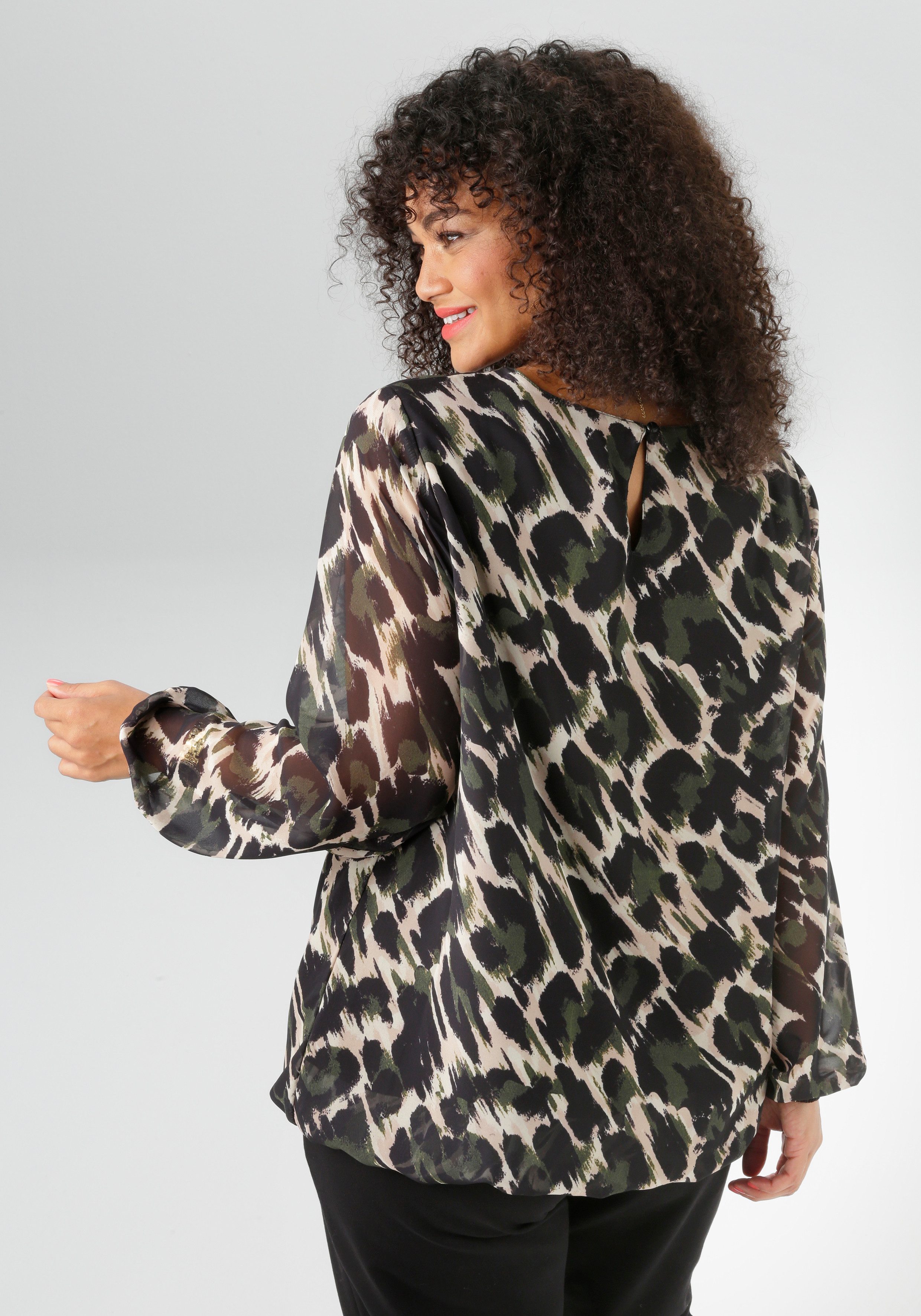 Aniston PLUS Schlupfbluse mit blickdichtem Jerseyfutter - NEUE KOLLEKTION günstig online kaufen