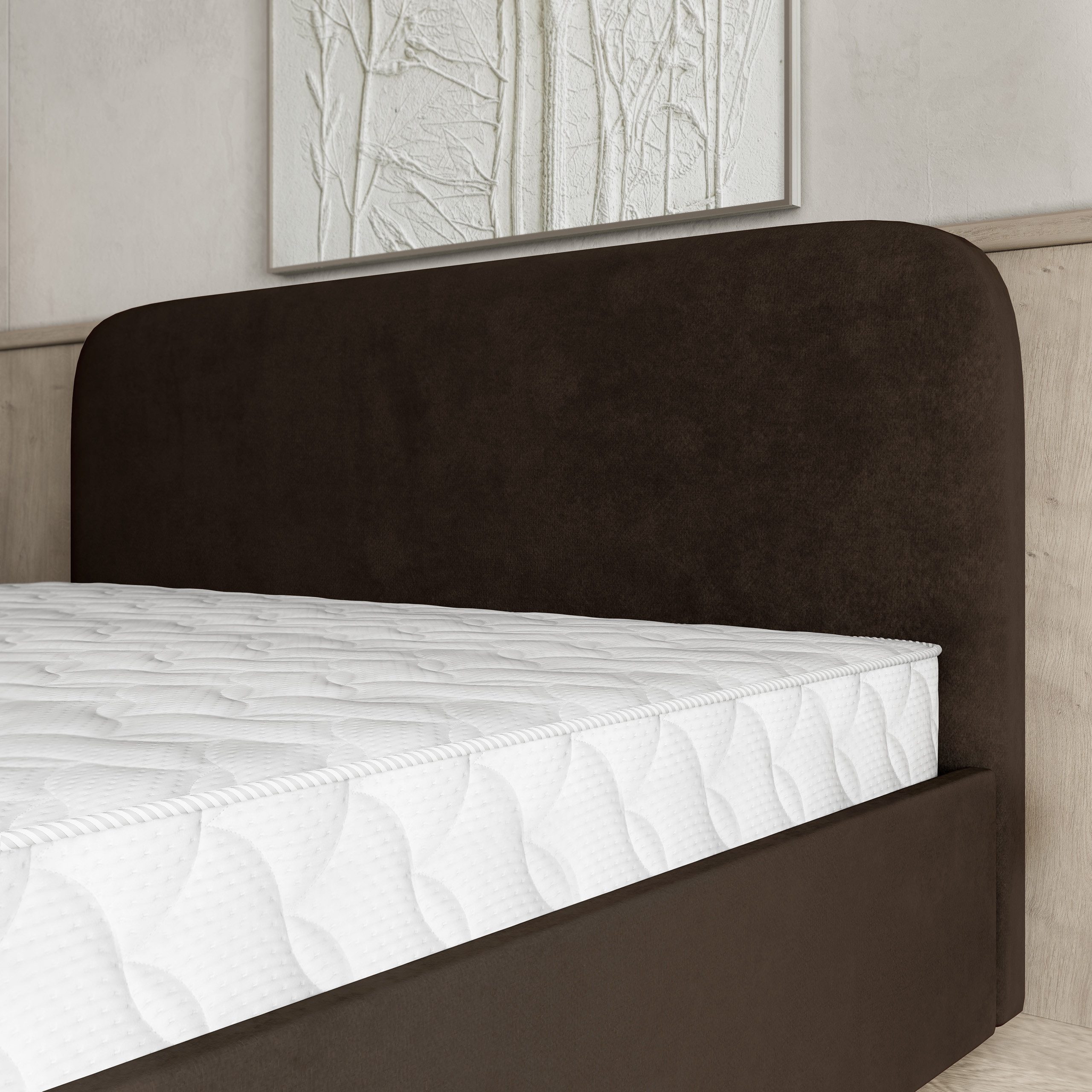 Masseno Polsterbett RENIVE 160x200 cm braun (mit Bettkasten und Lattenrost)