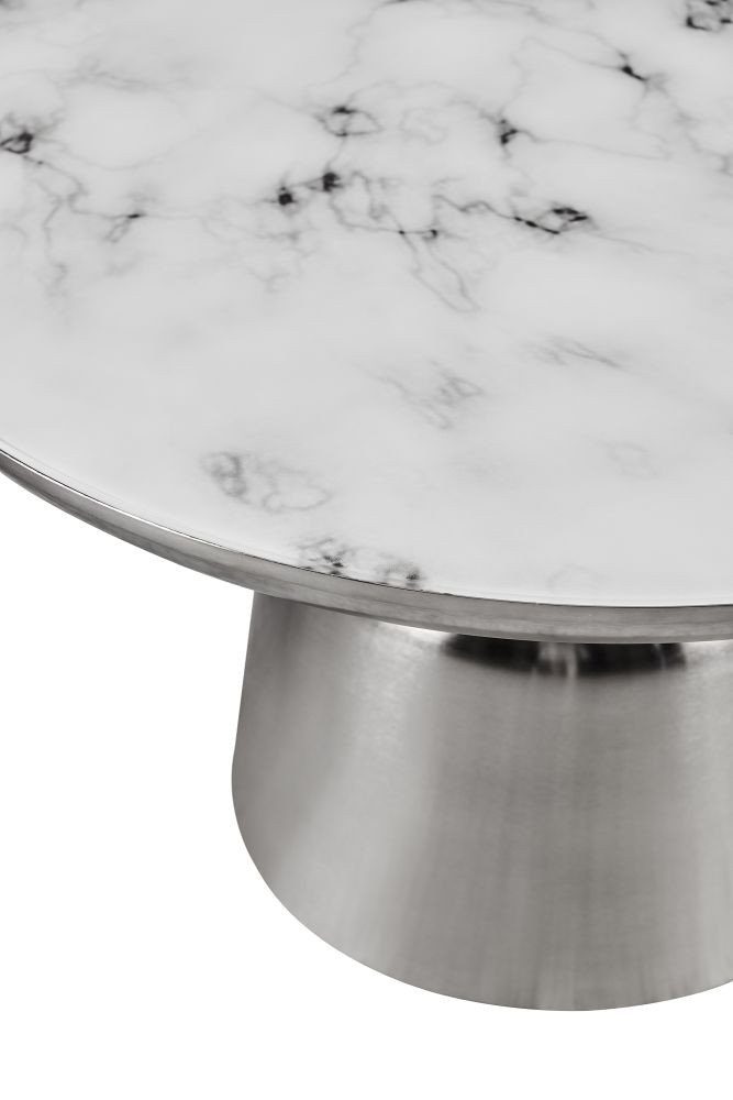| in Couchtisch Gajetta, Marmor weißer mit Spiegelglasplatte bedruckter silberfarben Marmoroptik Silber carla&marge |