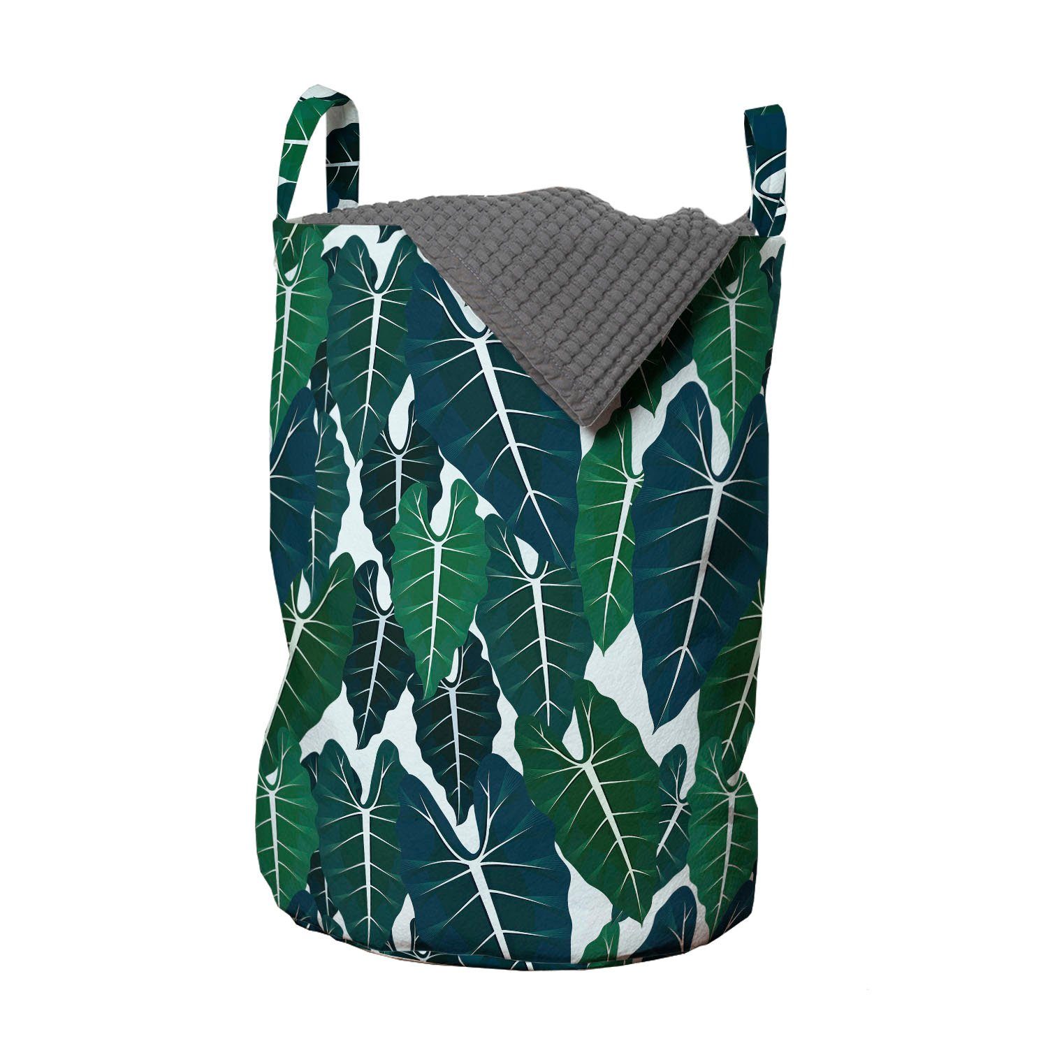 Abakuhaus Wäschesäckchen Wäschekorb mit Griffen Kordelzugverschluss für Waschsalons, Philodendron Exotische Blattpflanze Kunst