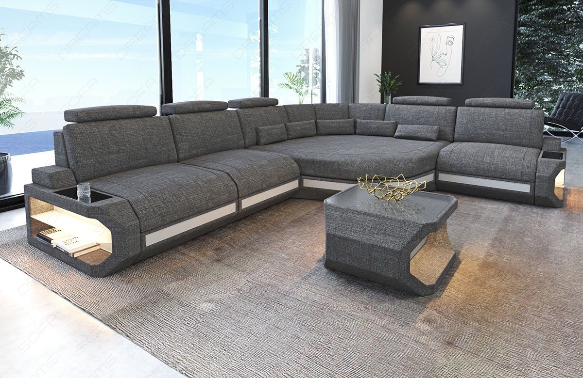 Sofa Dreams Ecksofa Stoff Polster Sofa Asti, L Form Stoffsofa mit LED, extra große Eck-Sitzfläche, Designersofa