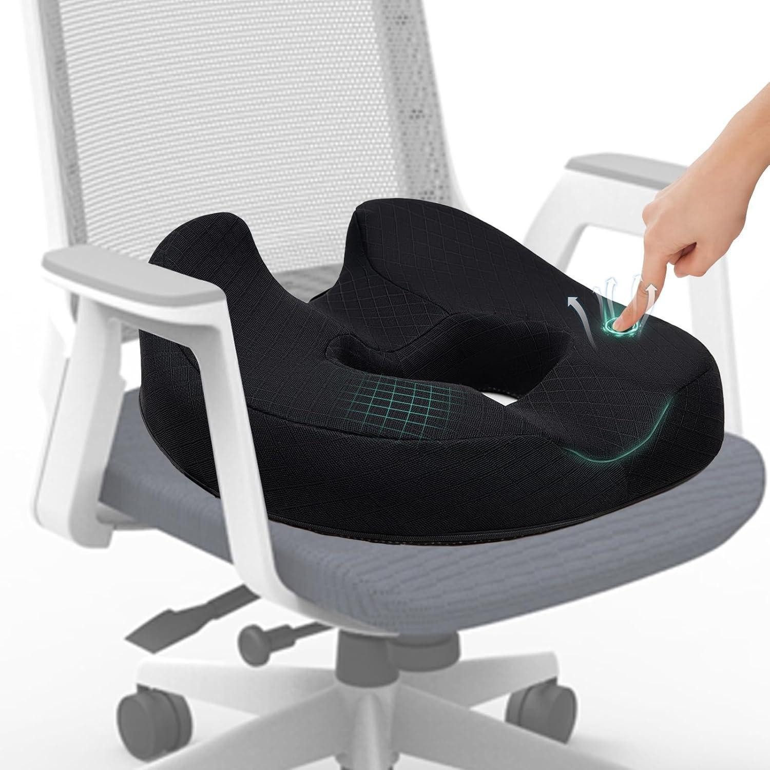 LuxusKollektion Sitzkissen Sitzkissen Donut Orthopädisch Memory Foam Schwarz 39,5*44,5*14cm
