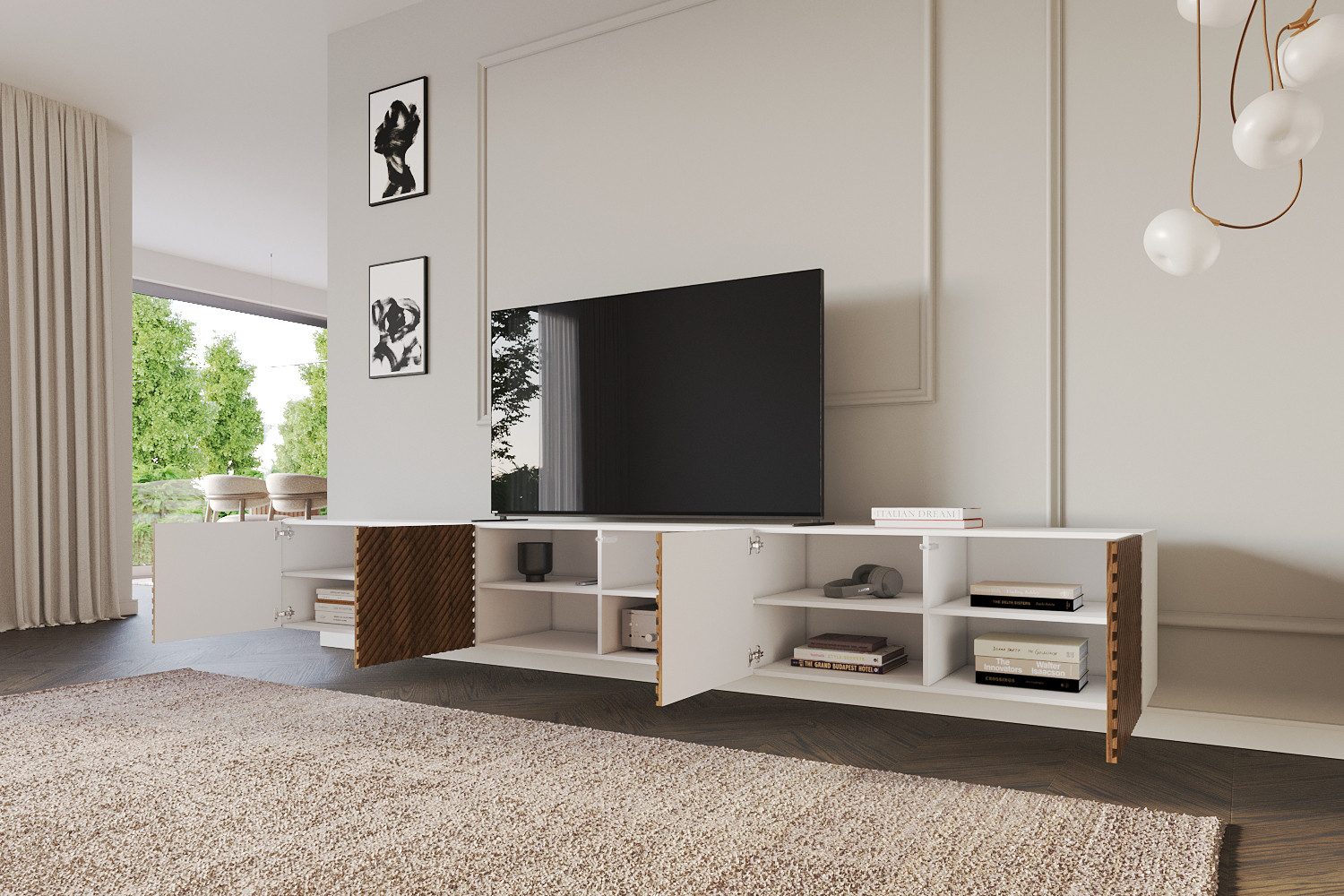 ALTDECOR Lowboard ZENO (3 St., TV-Schrank, TV Möbel, TV Cabinet, Fernsehtisch hängend 3x100cm), Fernseher schrank, TV Kommode, TV Tisch, TV Sideboard, TV Boar