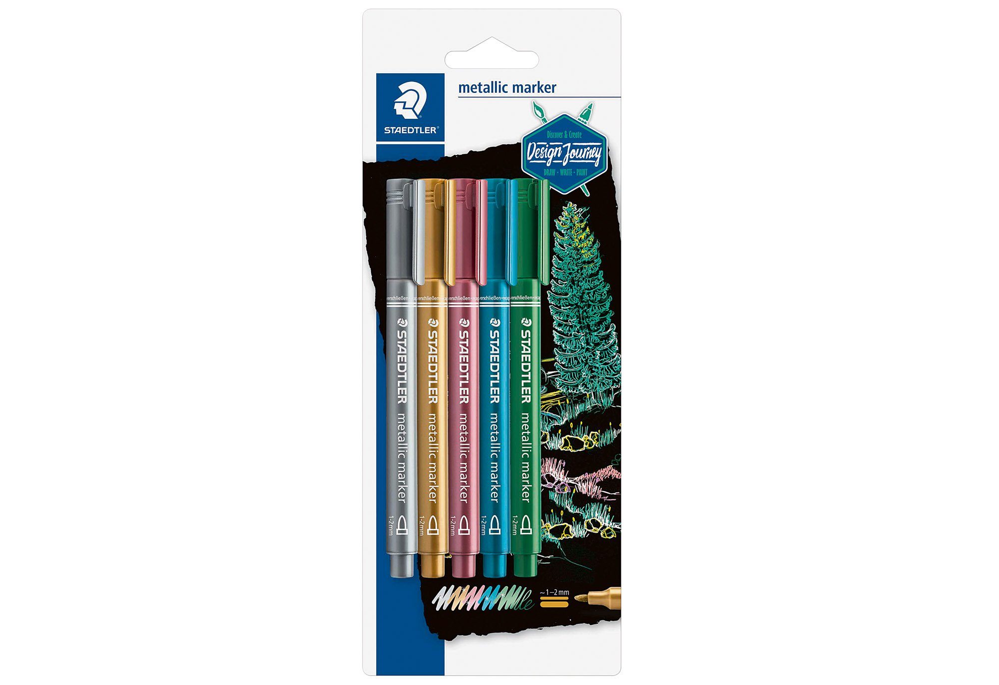 STAEDTLER Metallic Brush Pens, 10-Piece Set - Shimmery Ink For Lettering, Card Making & Crafts On Light & Dark Paper
