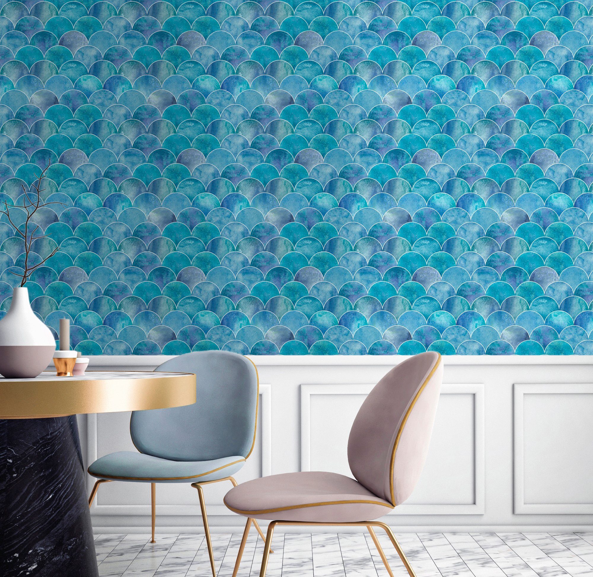 queence Vinyltapete Charlie, glatt, Antikoptik, Barock, Kunst, bedruckt, 90x250cm, selbstklebend, kinderleichte Anbringung, Sticker