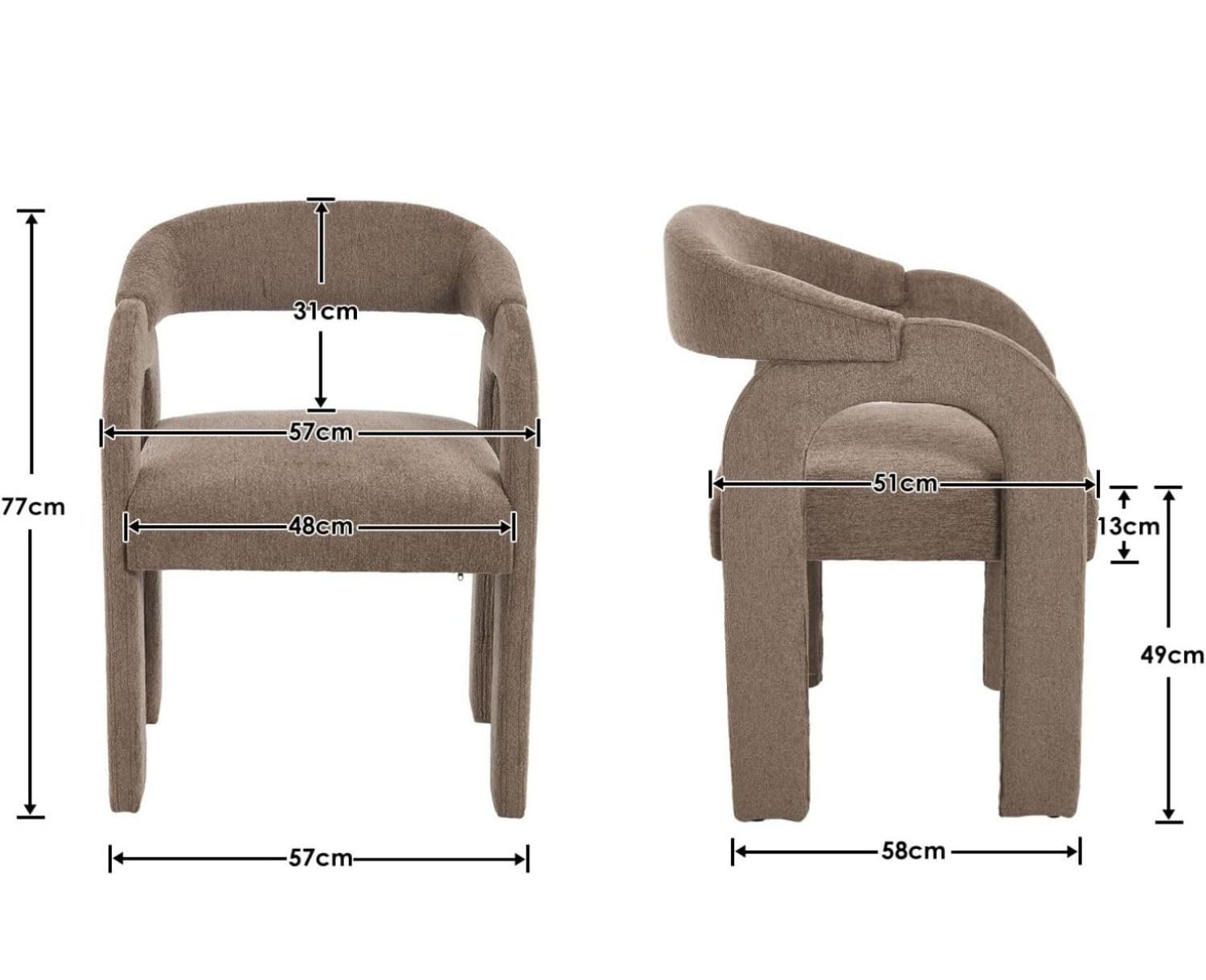 WAHSON OFFICE CHAIRS Esszimmerstuhl 2/4er Set Esszimmerstühle, Chenille, Schwunglehne,Armlehnen–nordisch (2 St) – Bild 3 von 5