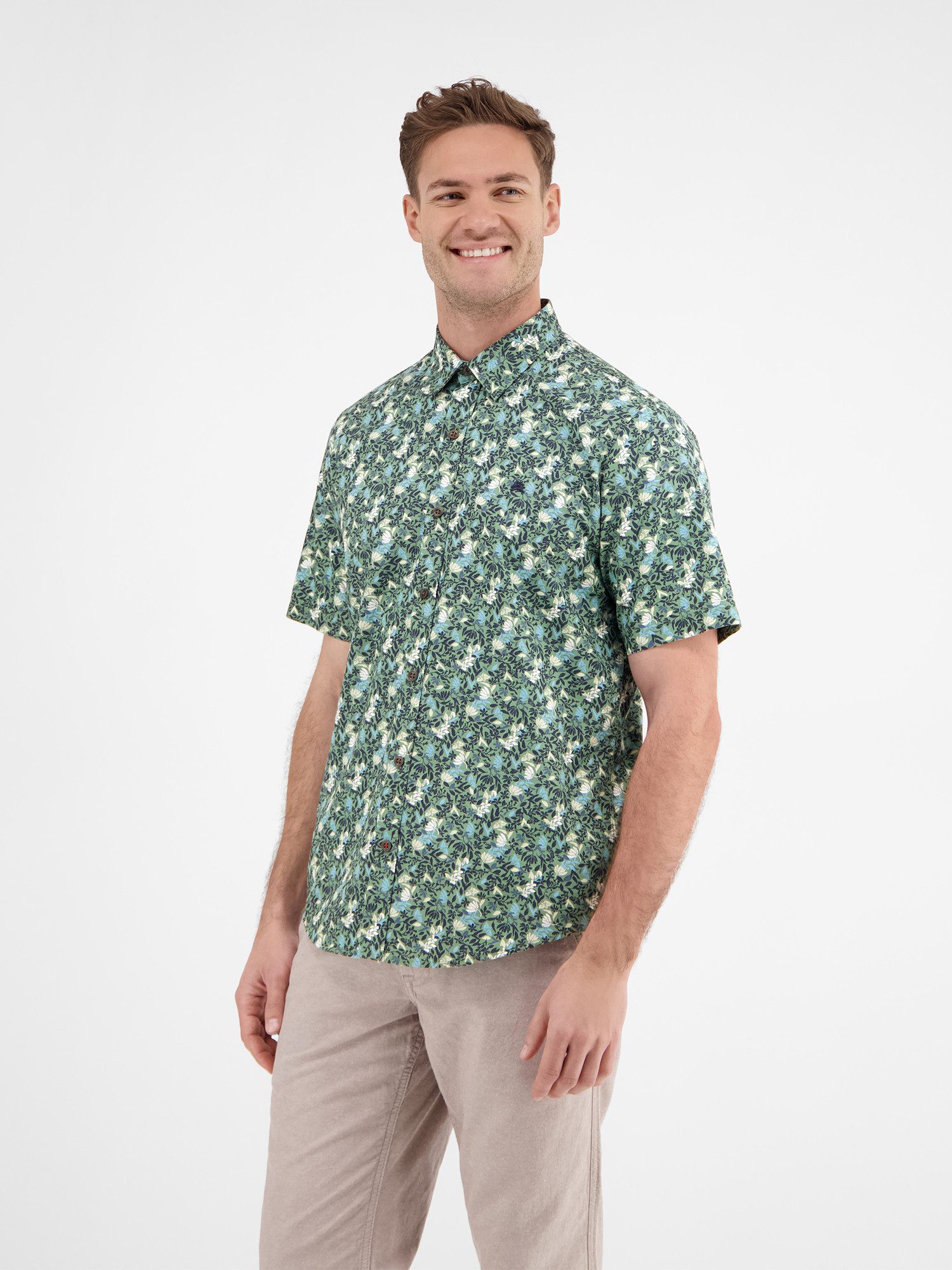 LERROS Kurzarmhemd Herren Halbarmhemd, floral bedruckt