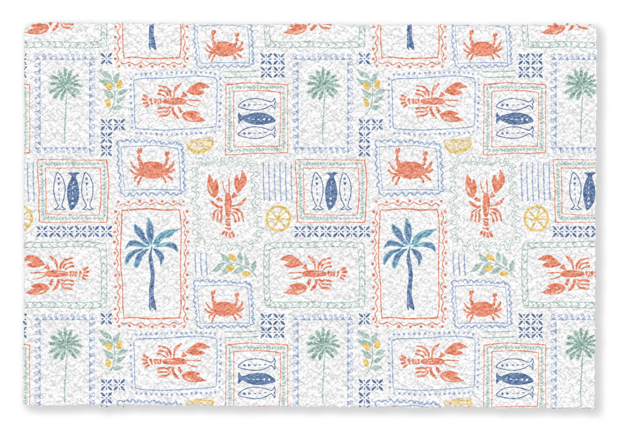 MuchoWow Fußmatte Zee - Zomer - Krab - Patroon, Rechteckig, innen Schmutzfangmatte, Tür, Schmutzfänger Flur, Teppich 60x40 cm