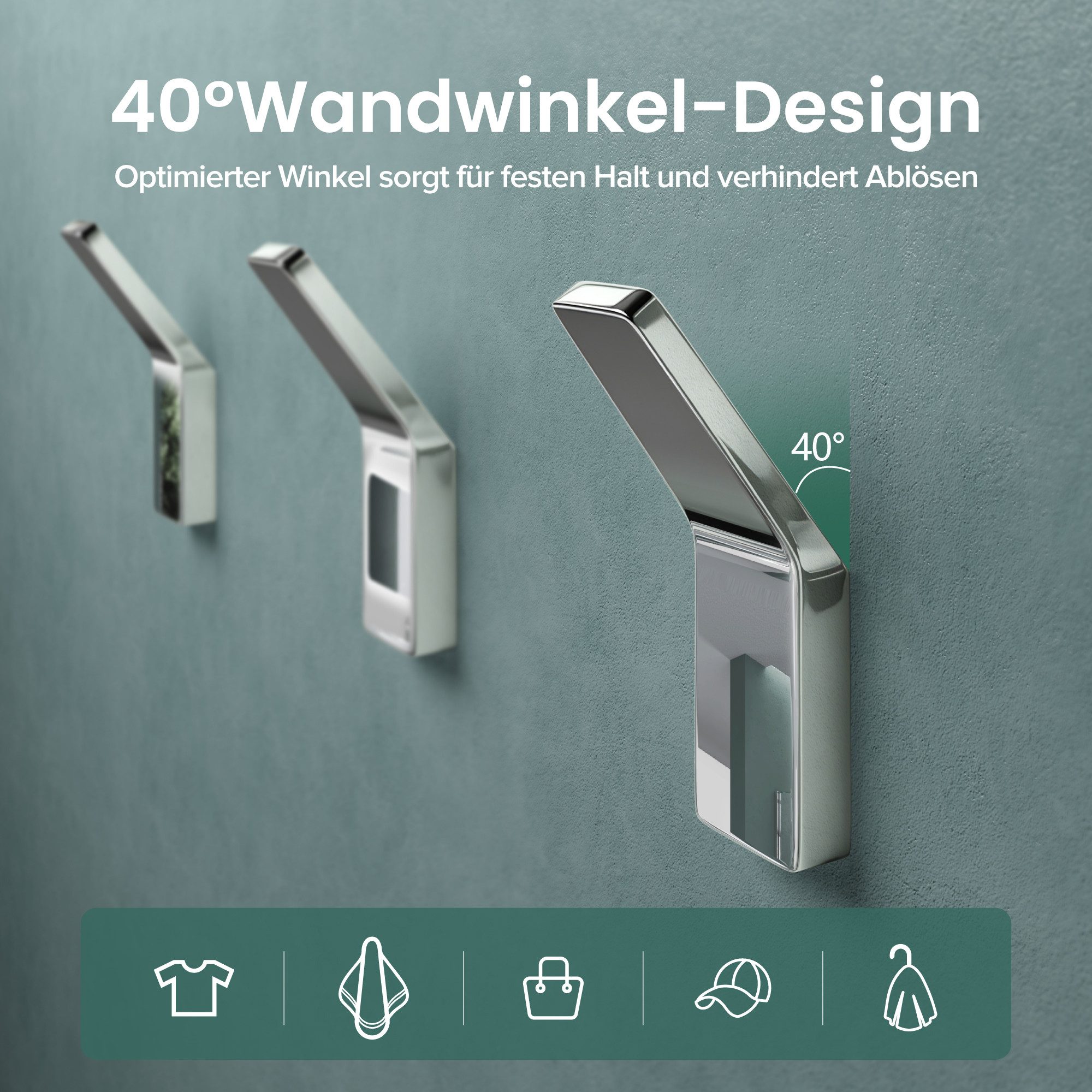 Mai & Mai Wandgarderobe Kleiderhaken Garderobenhaken 4 Stück BxTxH: 24x9x75cm Stalo-13, aus hochwertiger Zinklegierung, Minimalistische Design