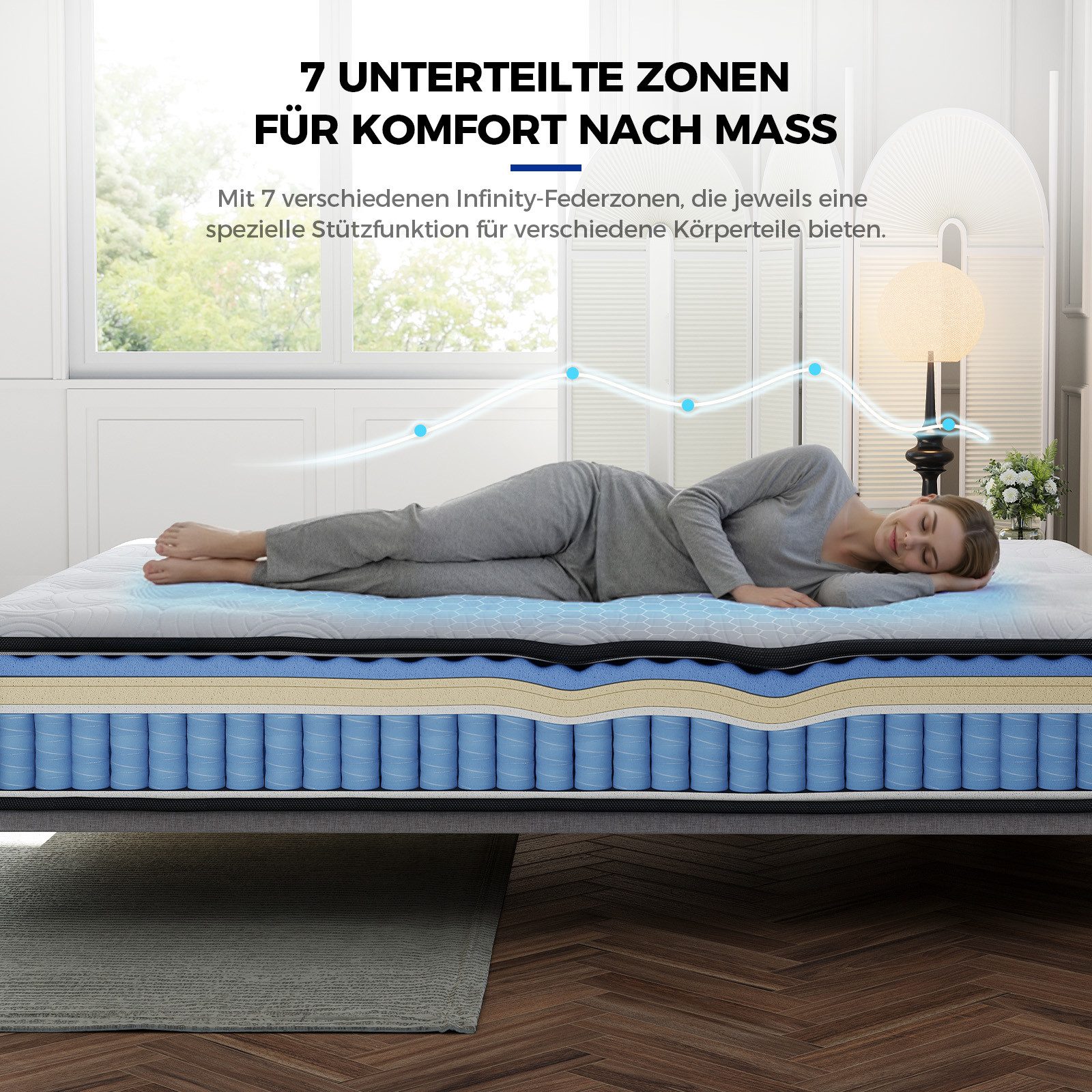 Boxspringmatratze hoher Komfort (26 cm) mit HR-Kaltschaum, Blue Latex & hypoallergen, Patbrela