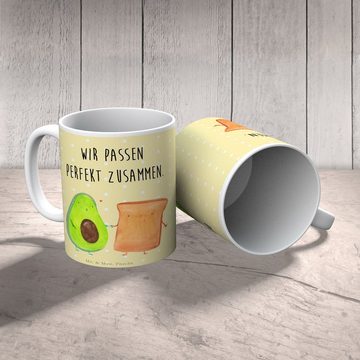 Mr. & Mrs. Panda Tasse Avocado Toast - Gelb Pastell - Geschenk, Tasse, Kaffeebecher, Tasse M, Keramik, Einzigartiges Botschaft