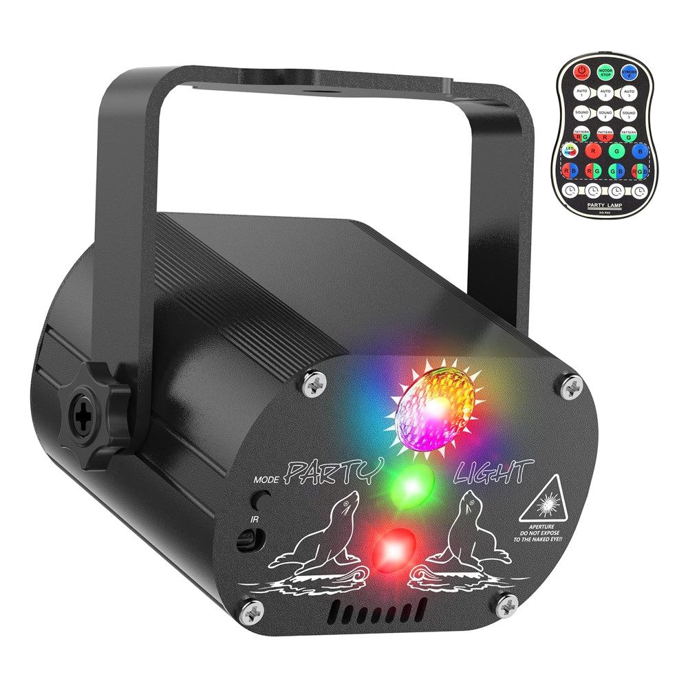 Nivzo Discolicht Partylichter, RGB Bühnenlicht Party DJ Show für Party, Bar, Zuhause, Timer-Funktion Empfindliche Musiksteuerung, RGB, 60 Lichteffekte & 7 Modi, Funkfernbedienungen, Bühnenlicht