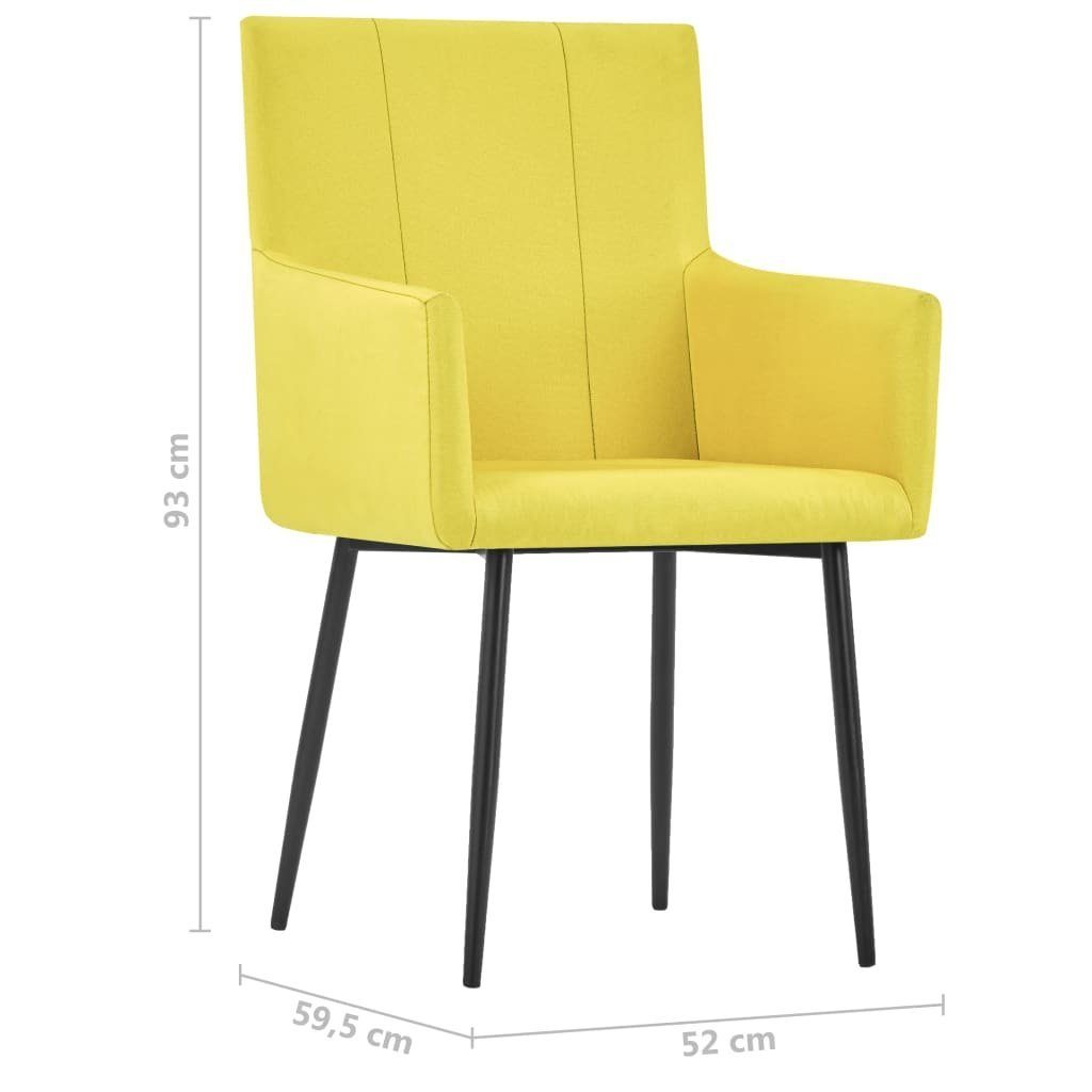 vidaXL Esszimmerstuhl Esszimmerstühle mit (2 Stk. 2 Gelb Armlehnen Gelb Stoff Gelb | St)