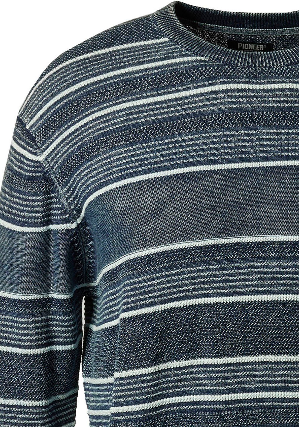 Pioneer Authentic Jeans Rundhalspullover in melierter Ringeloptik