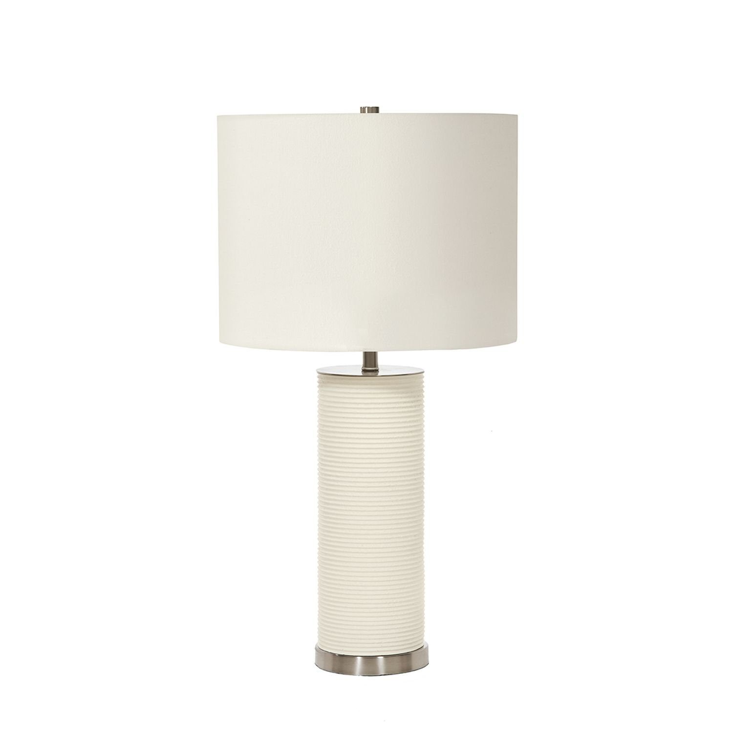 Licht-Erlebnisse Nachttischlampe LEILA, ohne Leuchtmittel, Tischleuchte 65 cm Weiß Stoff Keramik E27 Klassisch Beleuchtung | Tischlampen