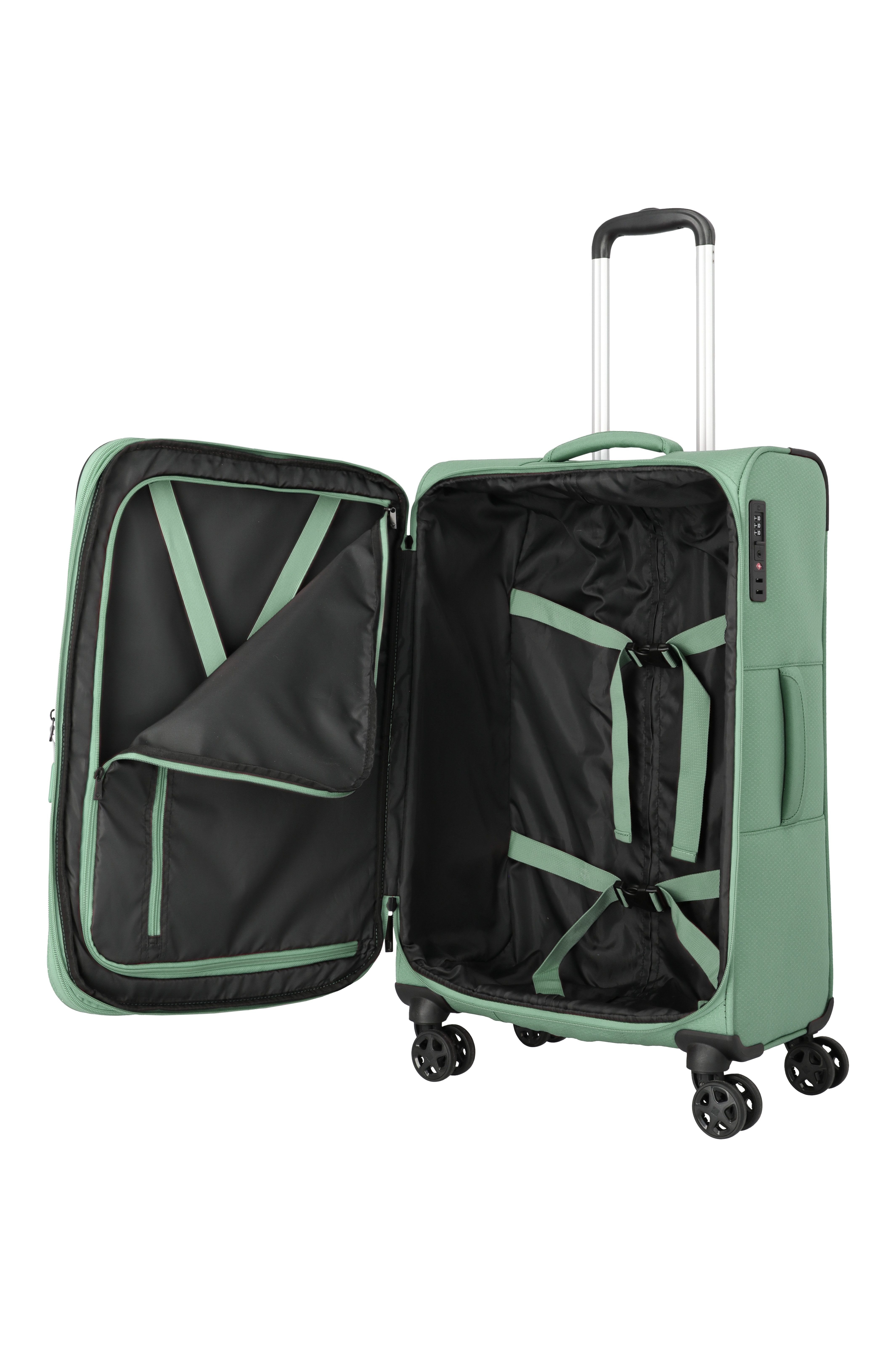 travelite Trolley KICK OFF Reisekoffer, 4 Rollen, 4 Doppelrollen, Außentaschen und Packgurte – leicht und robust – Bild 5 von 5