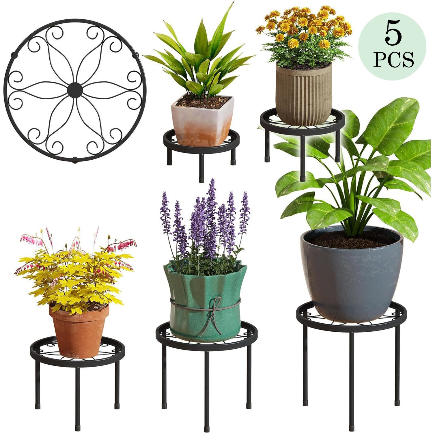 SURFOU Blumenständer 5er-Set Pflanzenständer Blumenhocker Pflanzenregal Blumenregal, Blumensäule