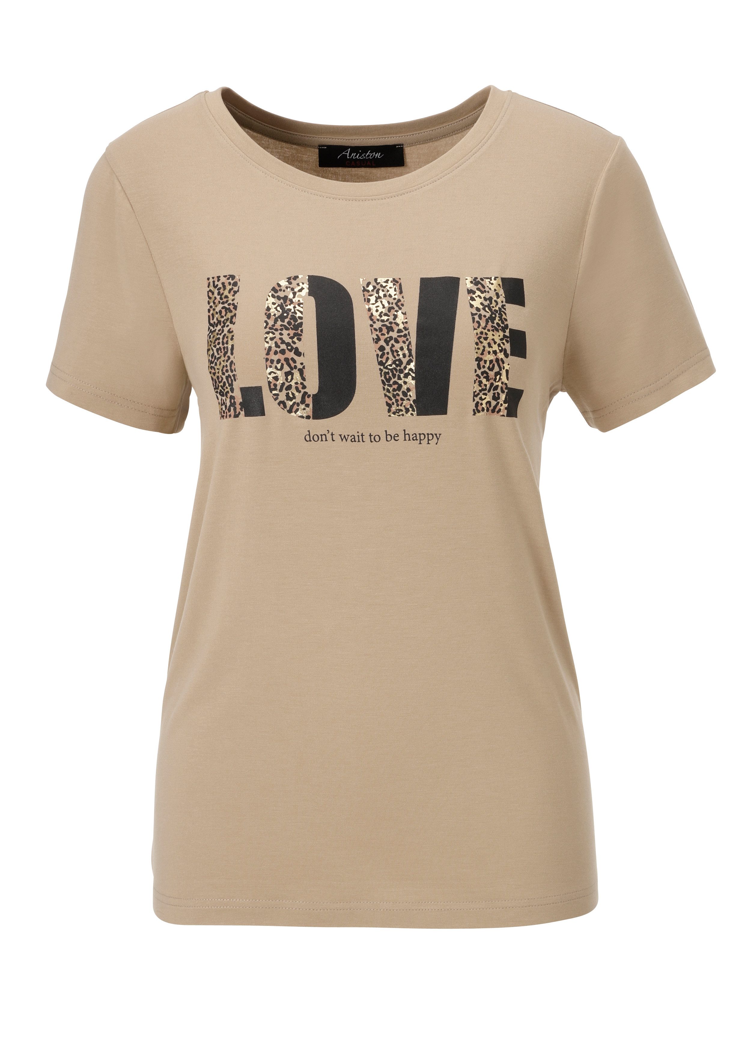 Aniston CASUAL T-Shirt mit Folienprint verzierter "LOVE"-Schriftzug