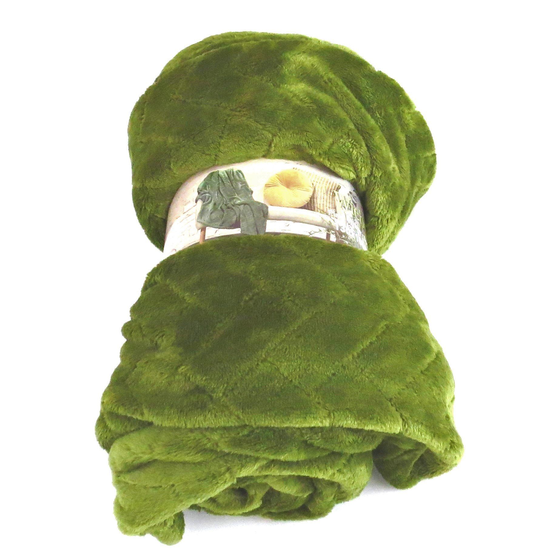 Wohndecke Wohndecke Sommer Grün Samt Klein Leicht 160 cm, Linen & More, Klein