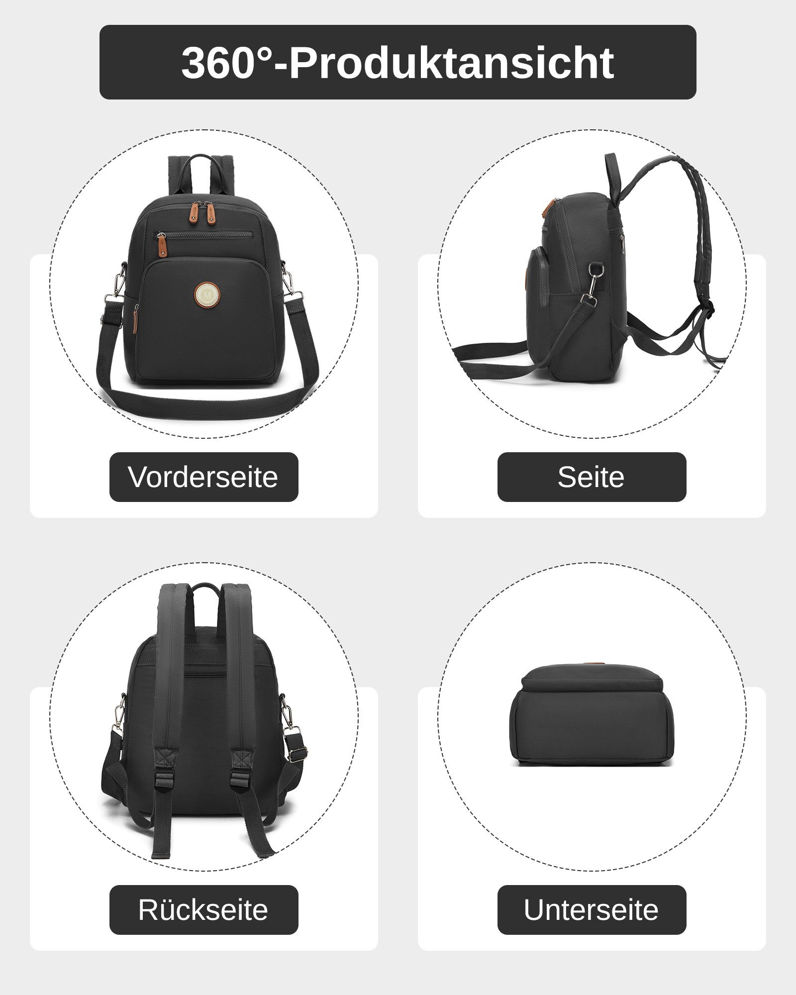Miss Lulu Minirucksack Mini Cityrucksack, wasserdichter Reiserucksack & Casual Daypack – Bild 3 von 5