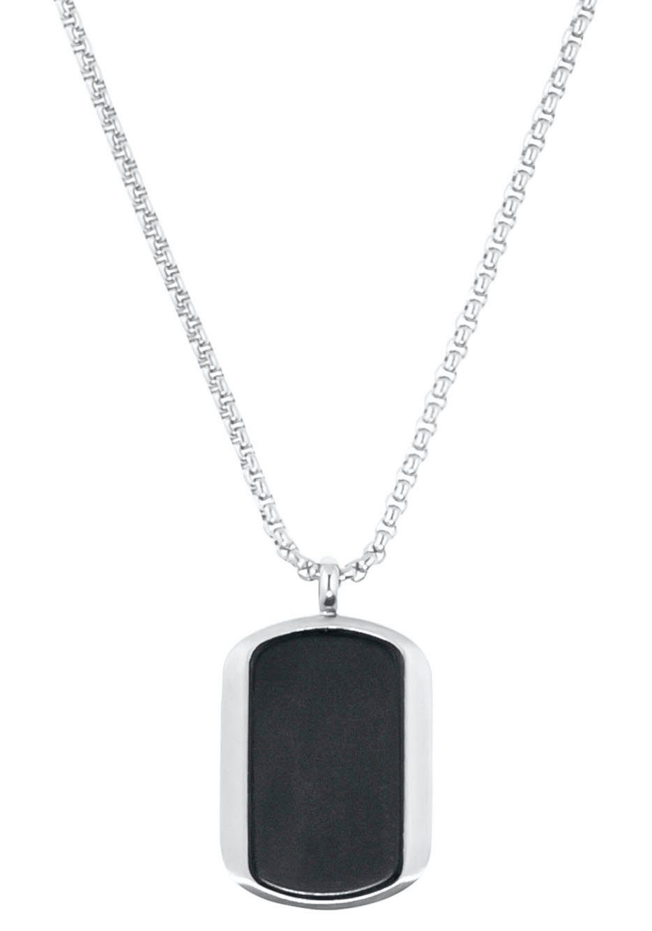 s.Oliver Kette mit Halskette mit zweifarbiger Dog-Tag-Anhänger 2035537, Optik mit s.Oliver Achat, in Anhänger, Herren