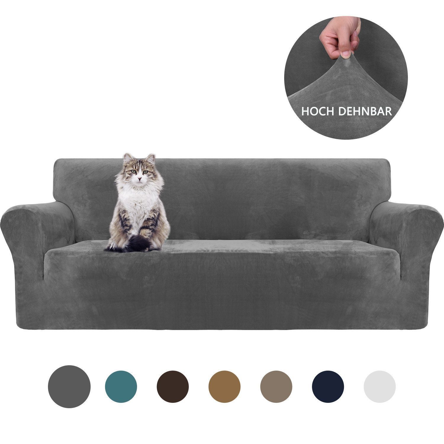 Diwzbyn Sofahusse Velvet Sofabezüge 1/2/3/4-Sitzer Stretch rutschfeste Couchbezug, für Hunde Katze Haustierfreundlich