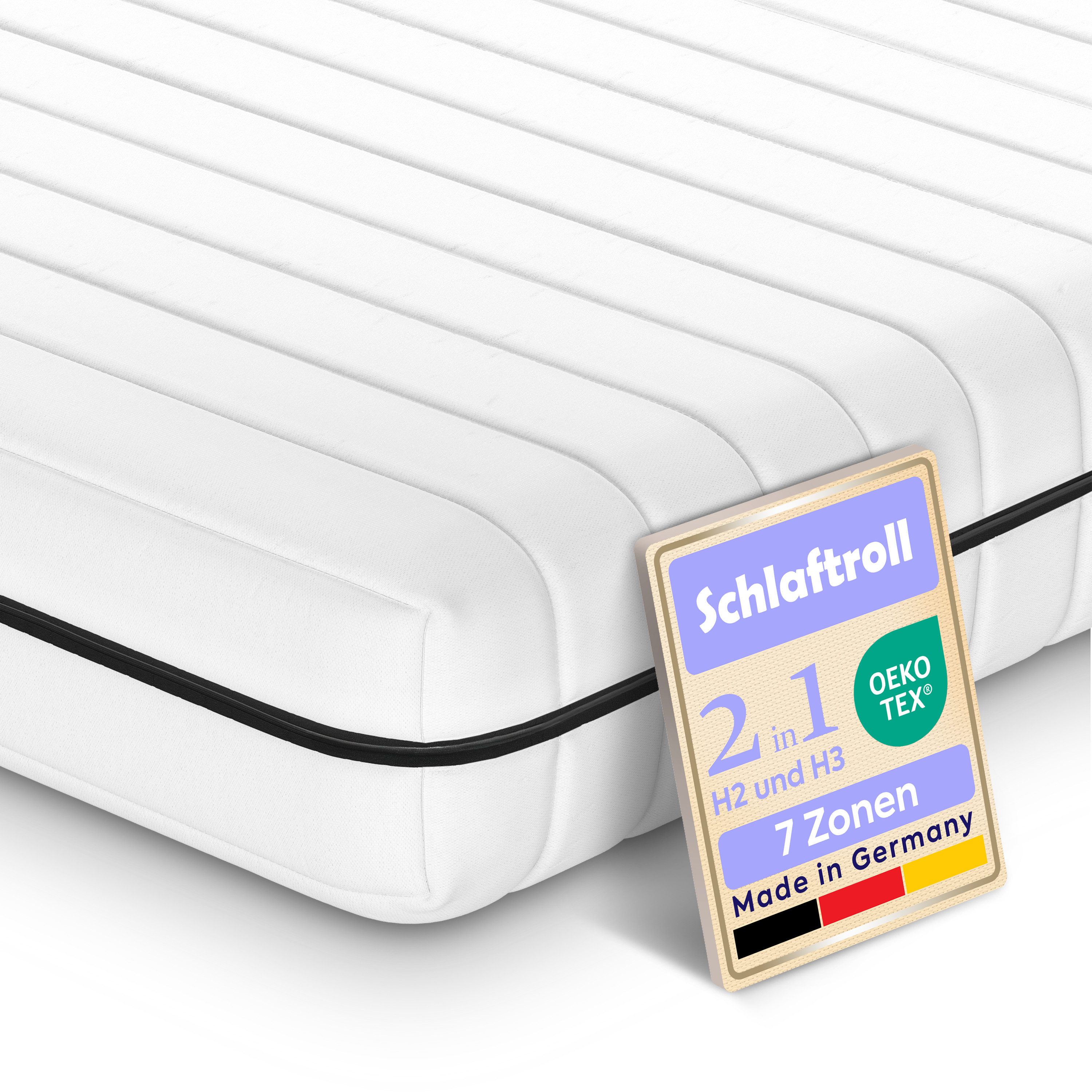 Kaltschaummatratze H2/H3, ergonomische 7-Zonen Wendematratze, Schlaftroll, günstig online kaufen