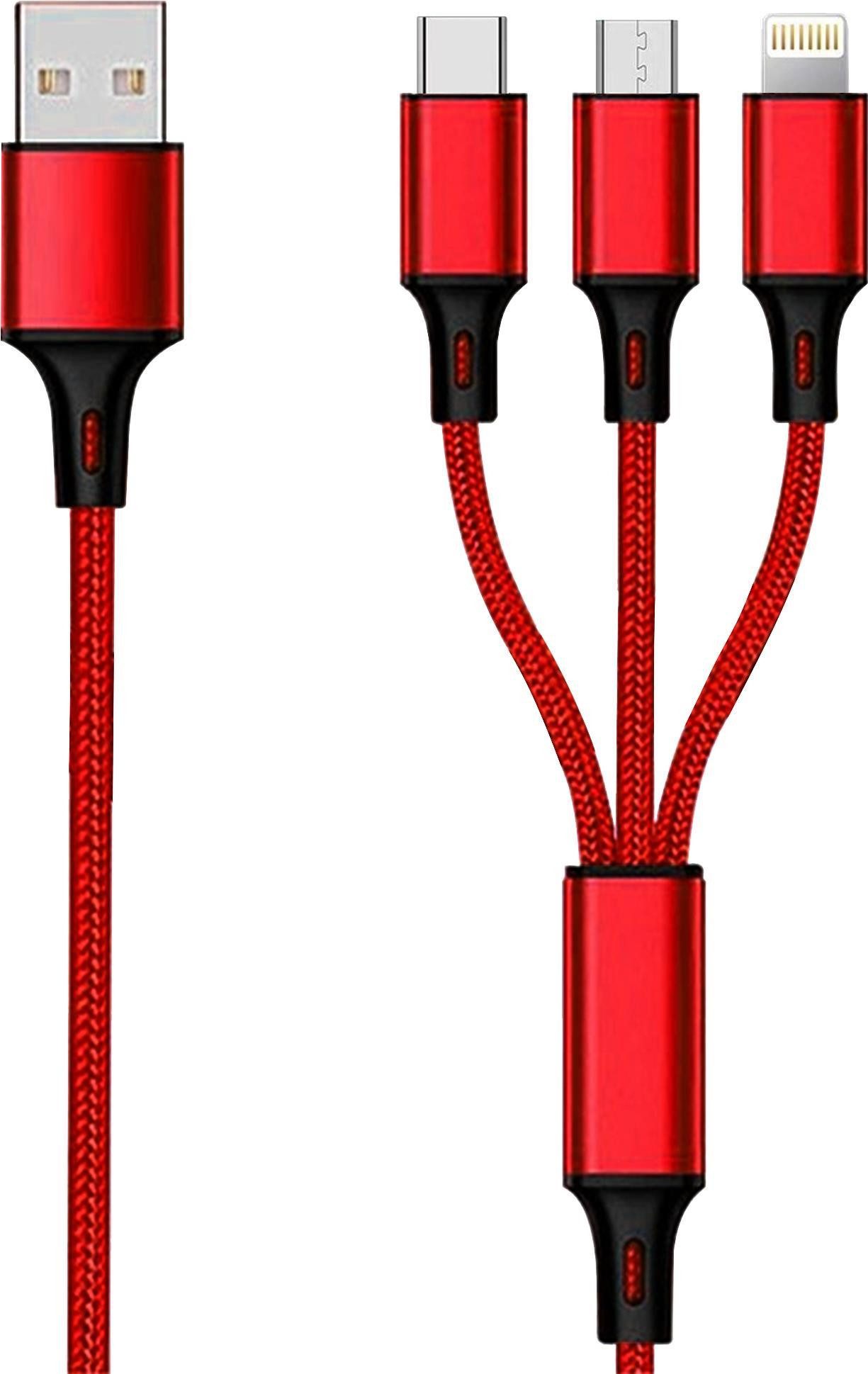 2GO 3in1 USB Ladekabel rot 1,5m USB-Kabel