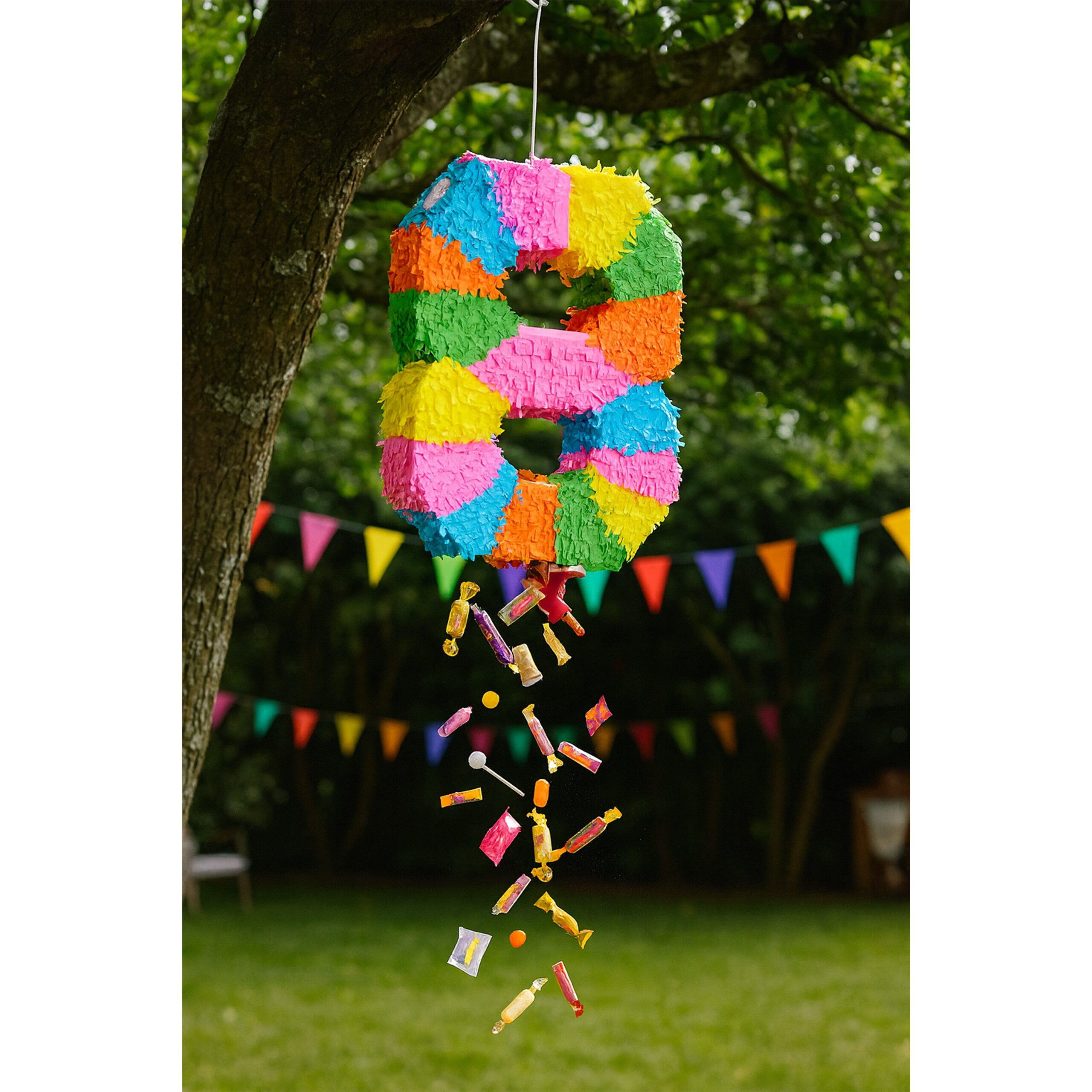 relaxdays Pinata Zahl mit Stab und Maske, 8 – Bild 2 von 5