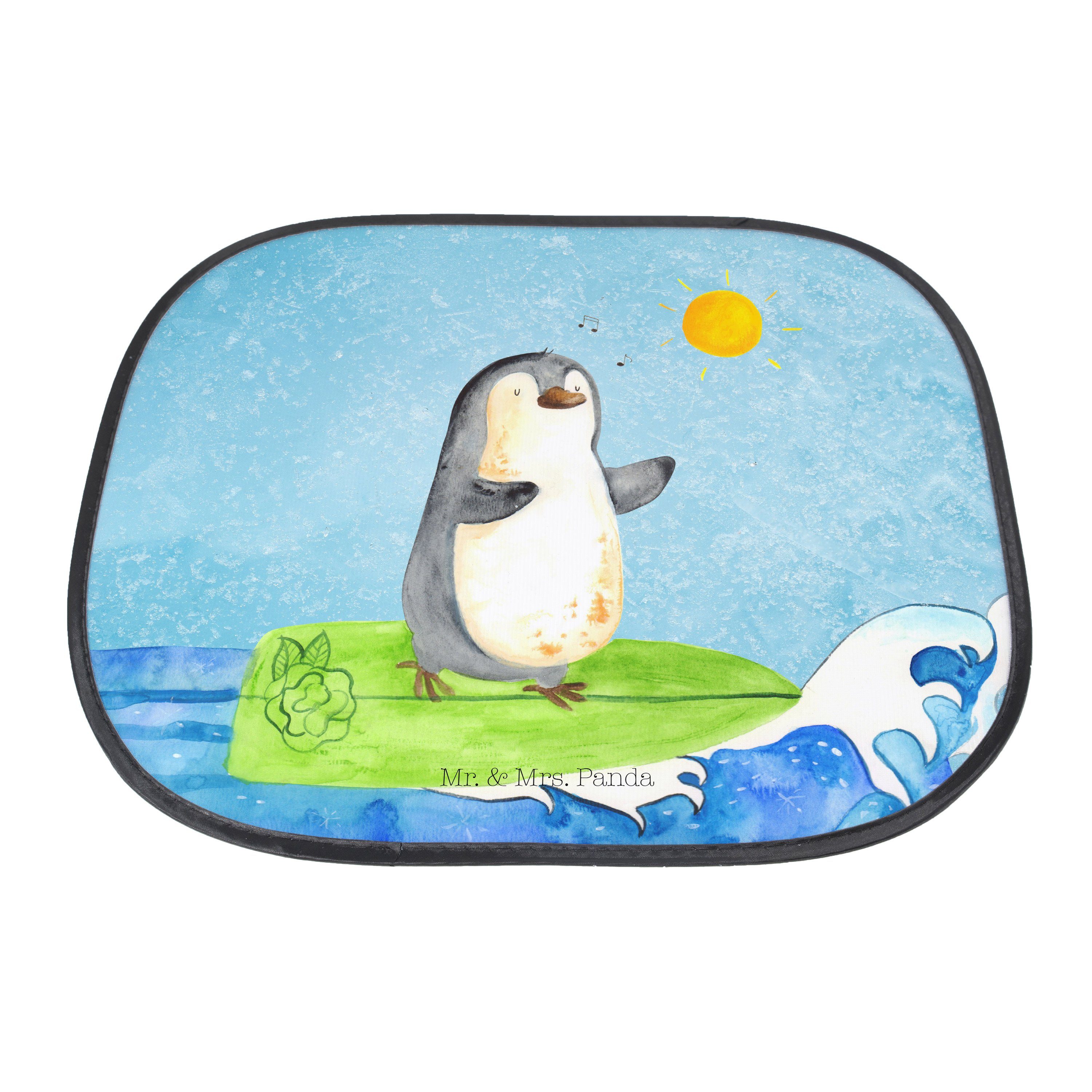 Sonnenschutz Pinguin Surfer Panda, & reiten, Wellen - Auto - Geschenk, Sonnenschutz, Mrs. Eisblau Mr. Seidenmatt