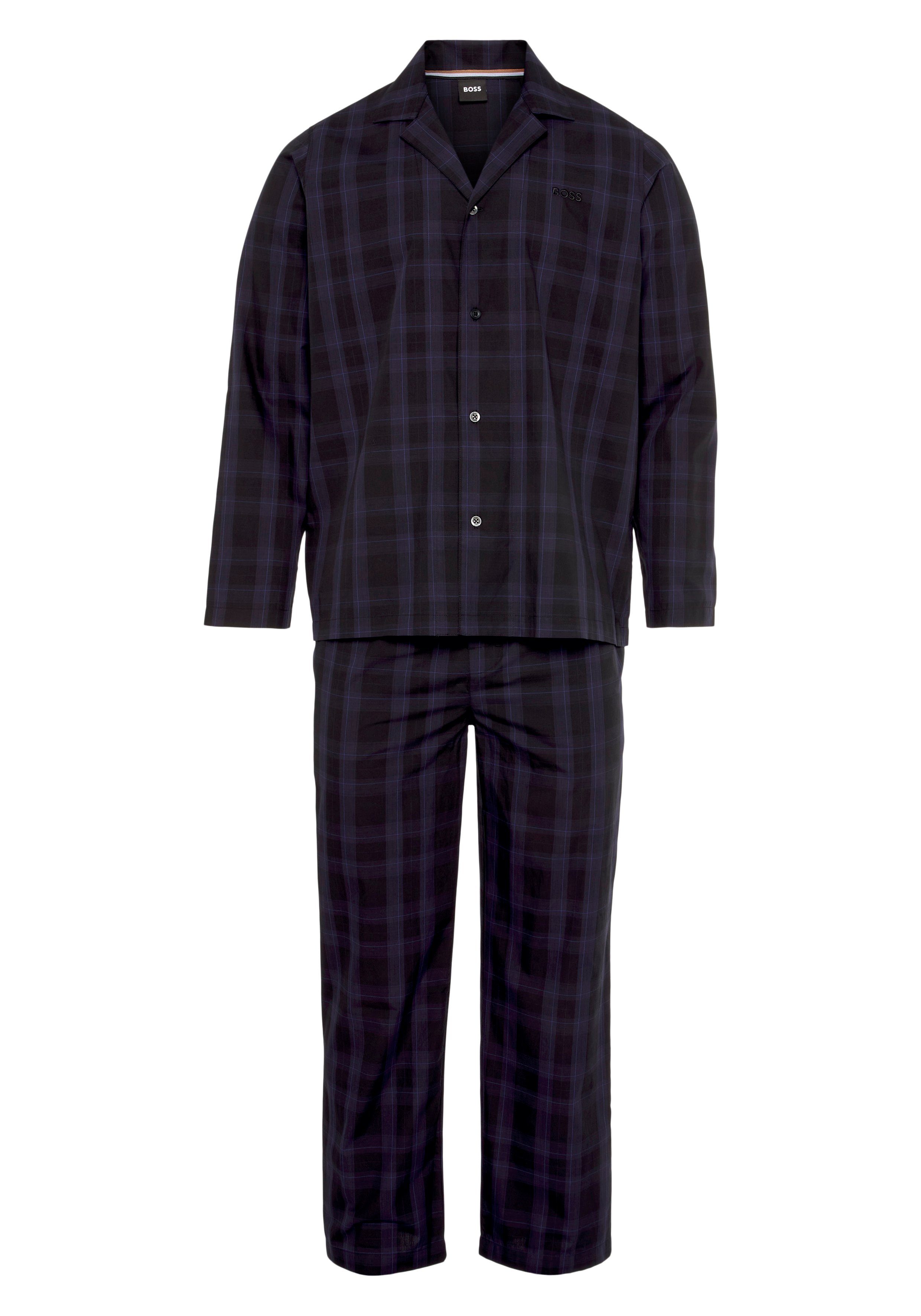 (2 BOSS BOSS mit tlg) Logo Pyjama gesticktem Schlafanzug Urban