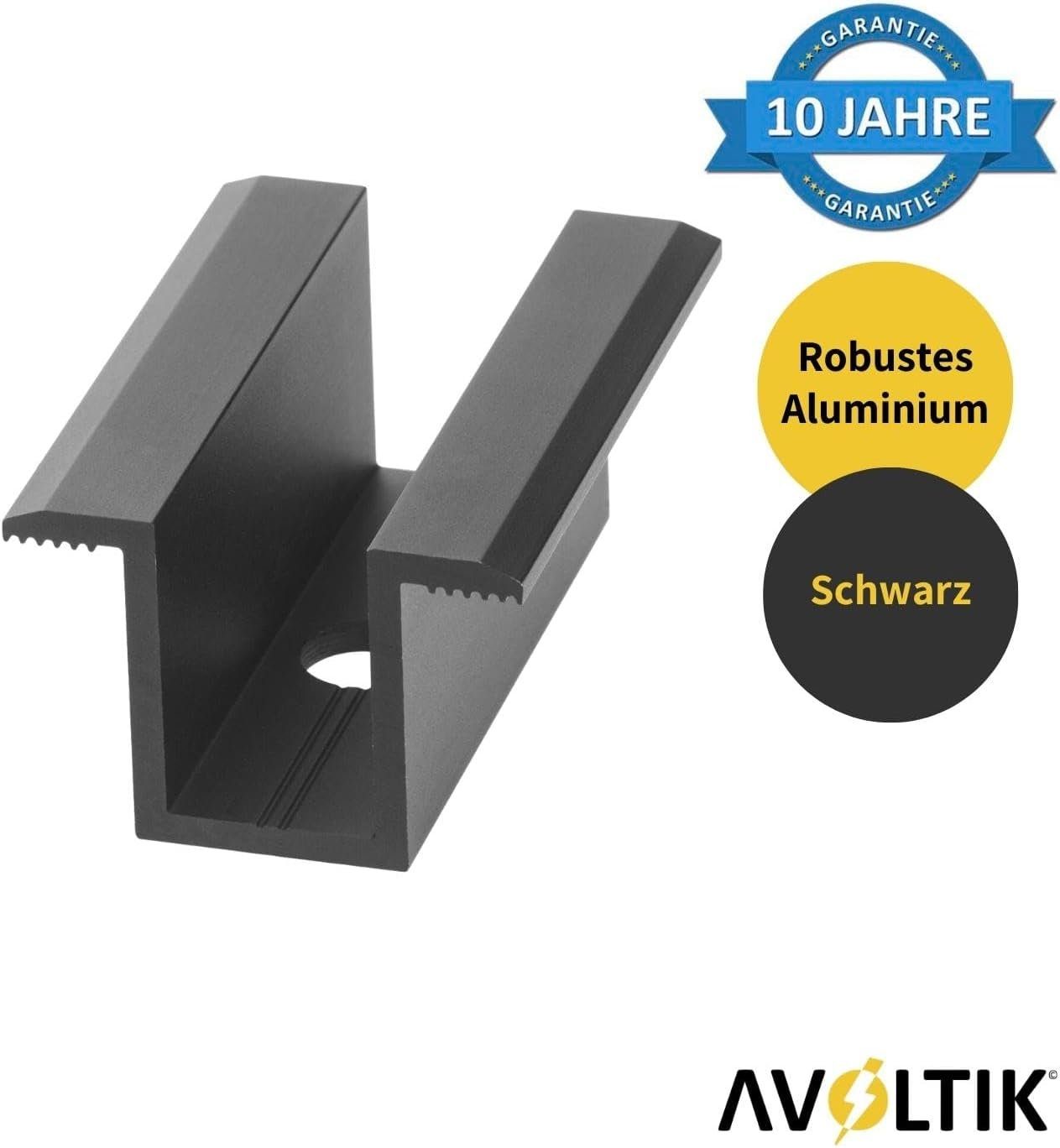 avoltik Wechselrichter Mittelklemme Alu Photovoltaik Solarmodul Solar Panel bis 40 mm Modul, (Mittelklemmen zur Auswahl, 10 St., Mittelklemmen zur Auswahl), Erhältlich in 2 Farben: schwarz oder silber