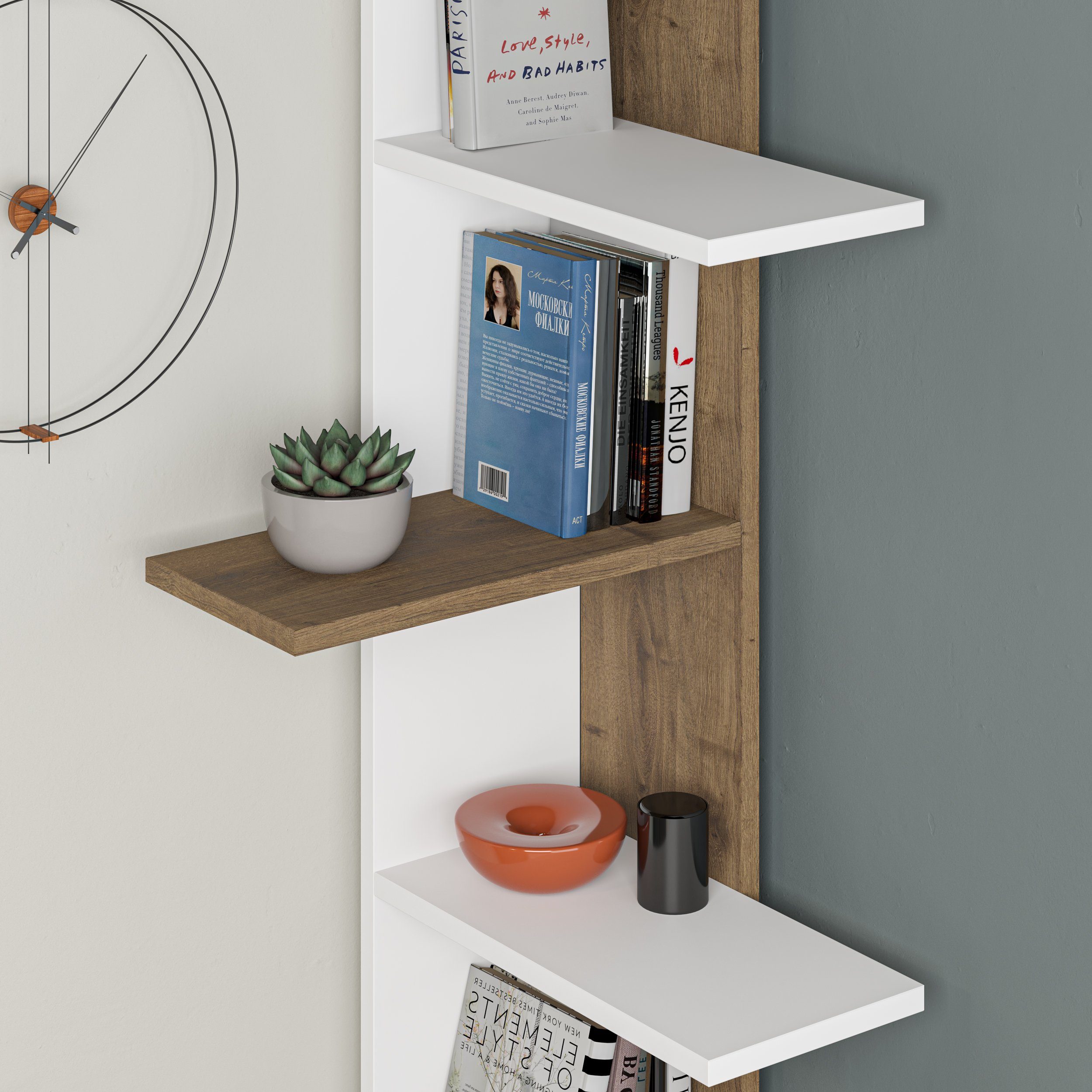 Decortie Bücherregal Saso, Modernes Eck-Bücherregal, 37 günstig online kaufen