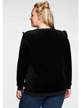 Sheego Sweatshirt Große Größen mit Rüschen, aus weicher Nickiqualität