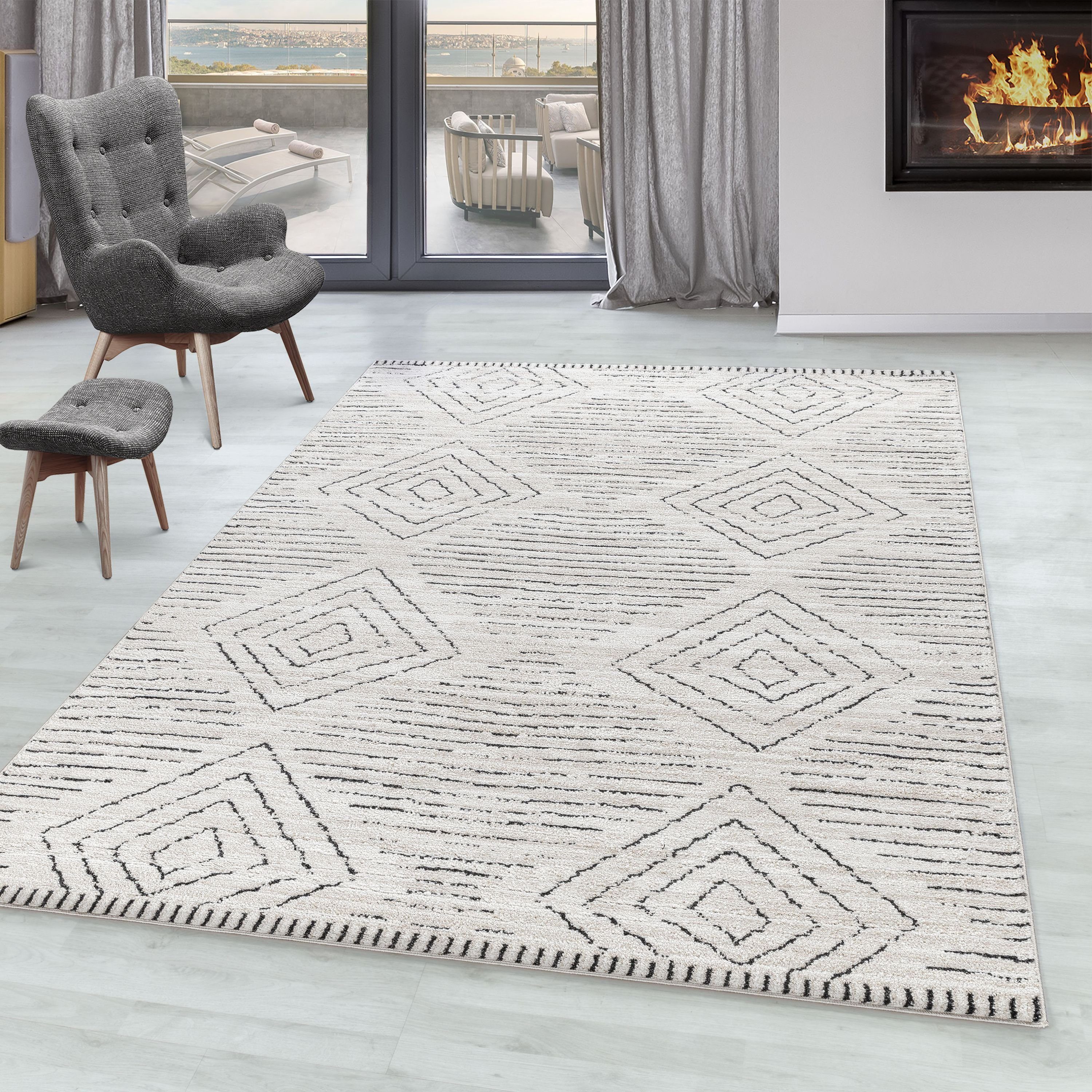 SIMPEX24 Designteppich Geometrisch Design, Rechteckig, Höhe: günstig online kaufen