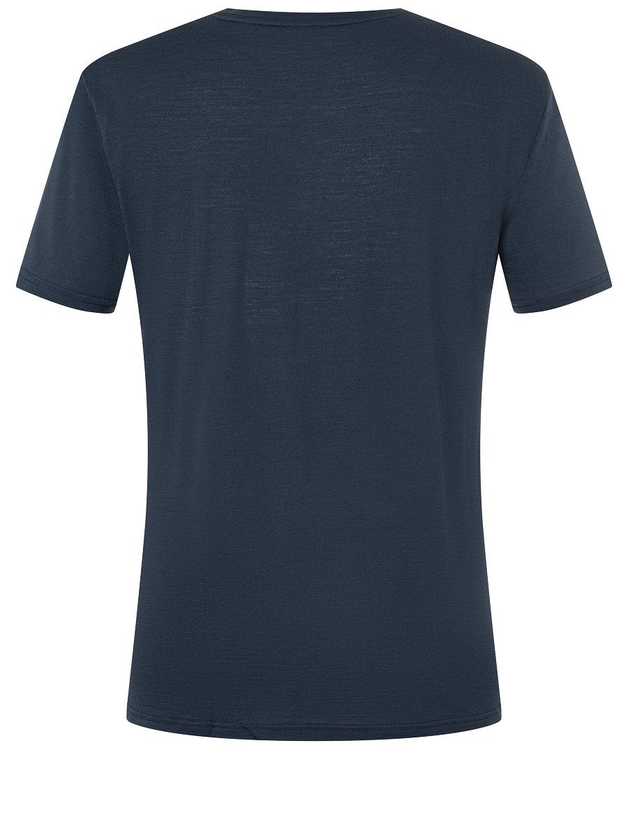 T-Shirt atmungsaktiver M SUPER.NATURAL Blueberry/Marine Merino Merino-Materialmix ANCHOR TEE Red Print-Shirt