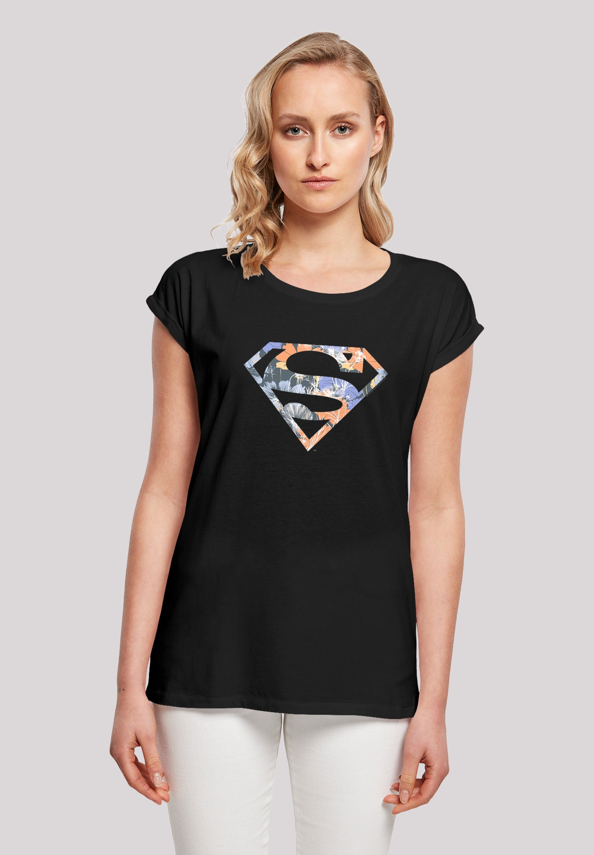 F4NT4STIC T-Shirt DC Print Superman Superheld Comics Logo Floral