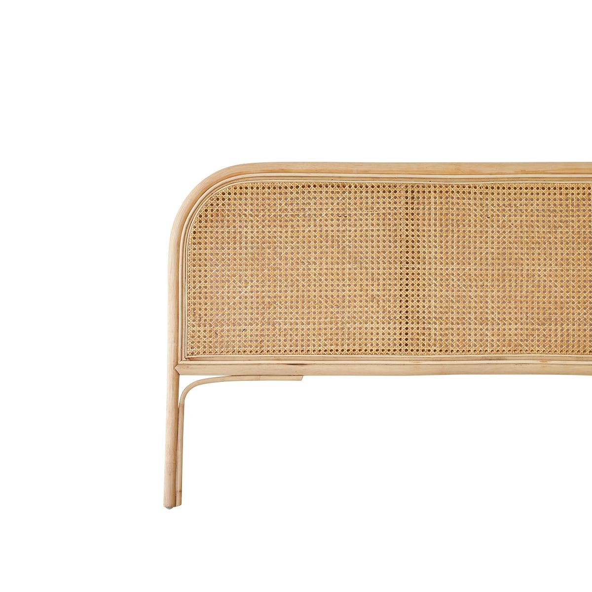 Tikamoon Massivholzbett Joséphine Kopfteil aus Rattan 160 cm