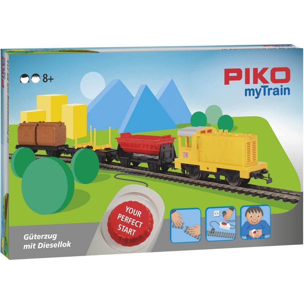 PIKO Spielzeug-Eisenbahn H0 myTrain® Start-Set Güterzug mit Diesellok der DB 57090