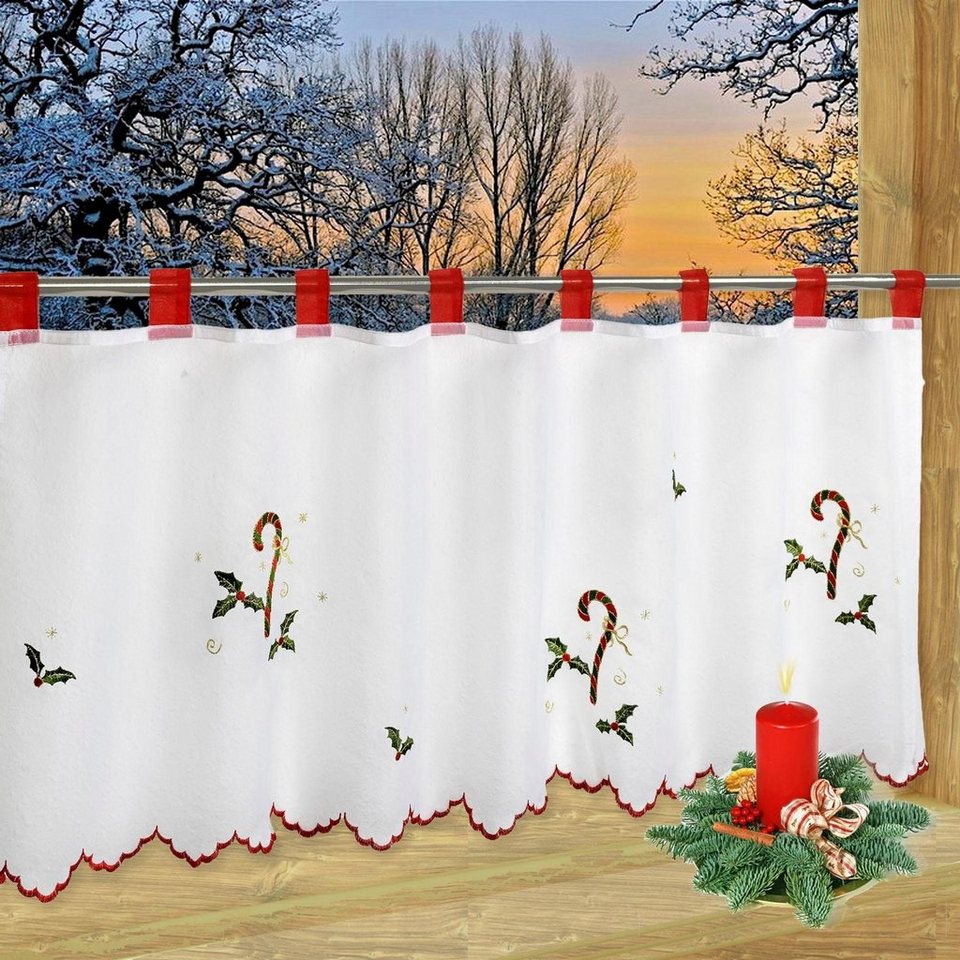 Scheibengardine ADVENTSZEIT, Delindo Lifestyle, Schlaufen (1 St),  transparent, Voile, HxB: 45x115, mit Schlaufenaufhängung, für die Küche