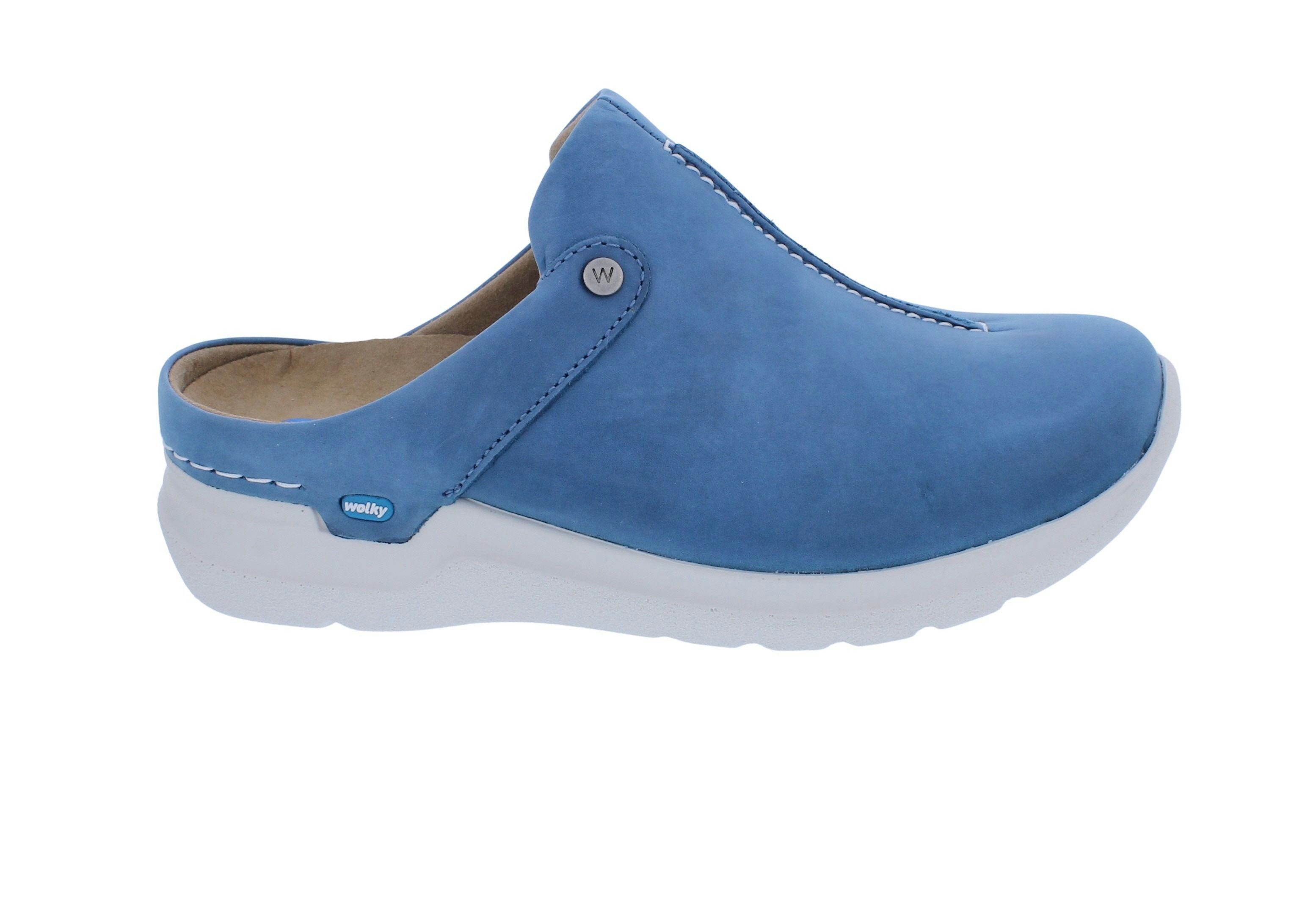WOLKY Wolky Clog Holland DB 0662536-804, Nubukleder, Blau, Fußbett zum Wechs Clog