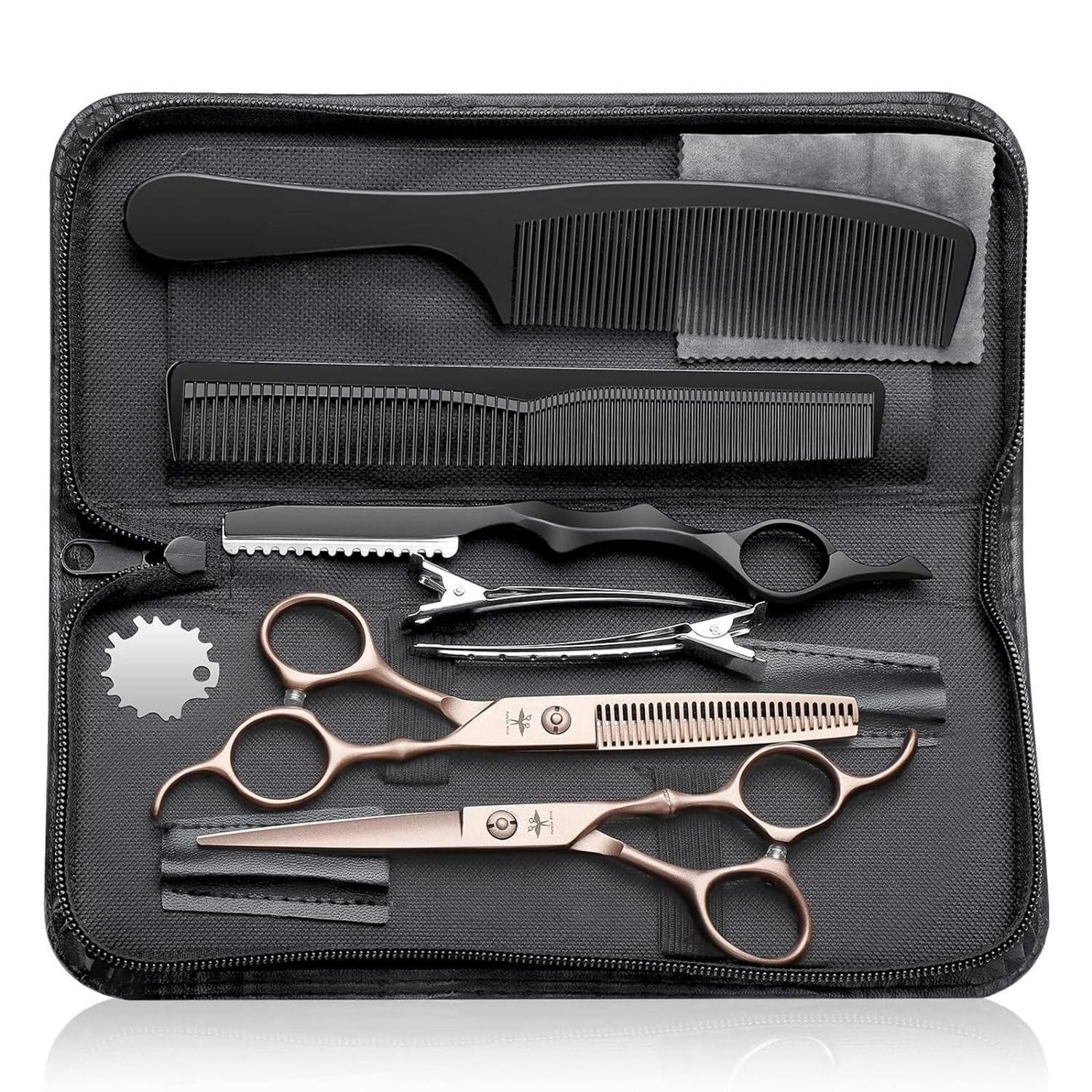 LuxusKollektion Haarschere Haarschere Set Roségold Edelstahl Offset Griff