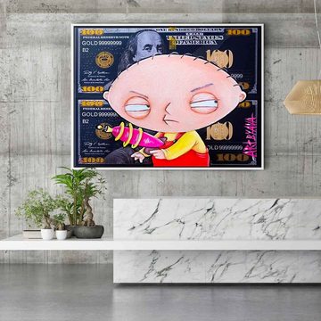 DOTCOMCANVAS® Leinwandbild Angry Stewie, Leinwandbild Angry Stewie Griffin Family Guy Comic Cartoon Geld money