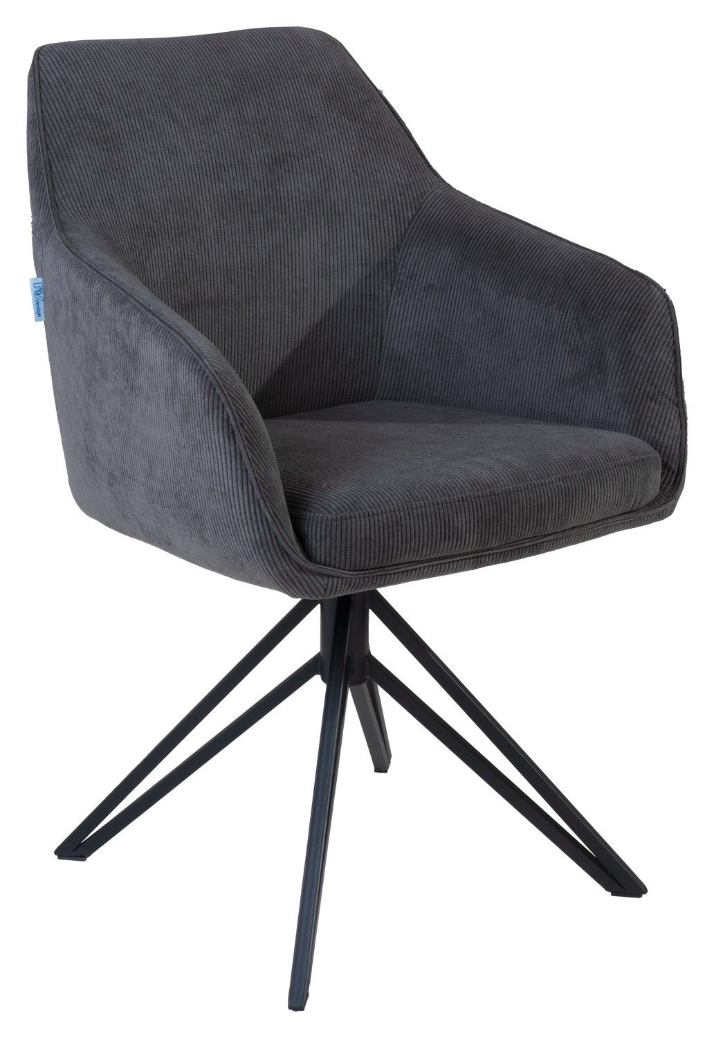 Polsterstuhl BLUES, Anthrazit, Schwarz, Cordbezug, Metallgestell, 180 Grad günstig online kaufen