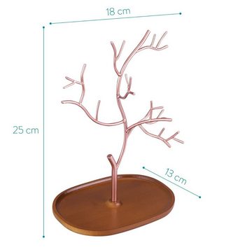 Navaris Aufbewahrungssystem Schmuckständer aus Holz und Metall - Für Ketten, Ohrringe, Ringe, Metall, (1-tlg)
