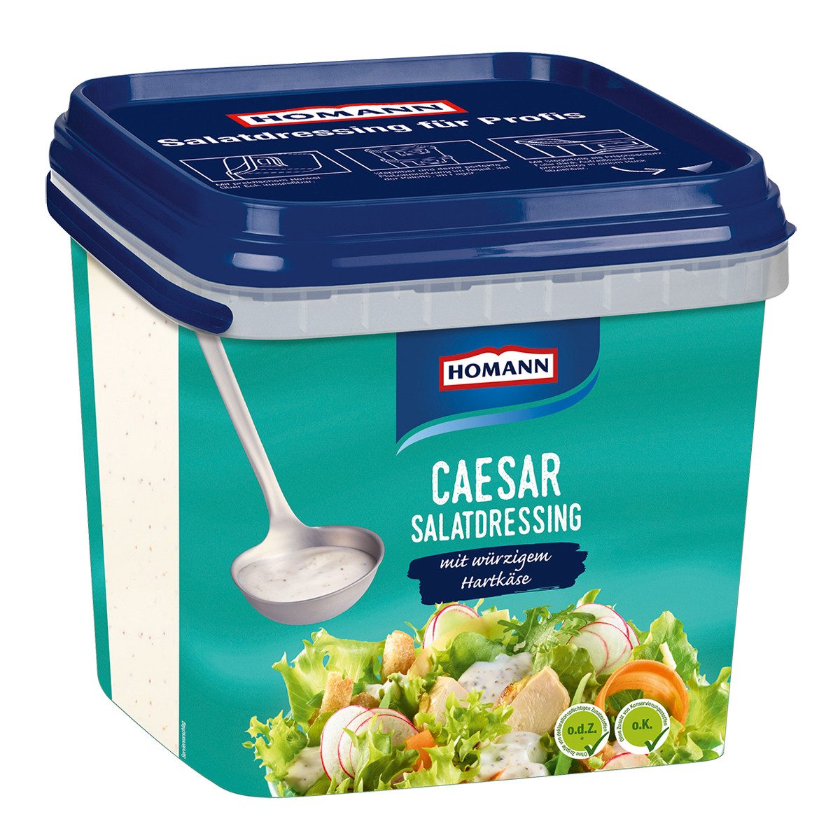 Homann Saucen, Homann Caesar Dressing mit Hartkaese cremig wuerzig servieren 4000ml