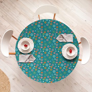 Abakuhaus Tischdecke Rundum-elastische Stofftischdecke, Weihnachten Aufwändige Bunte Elemente