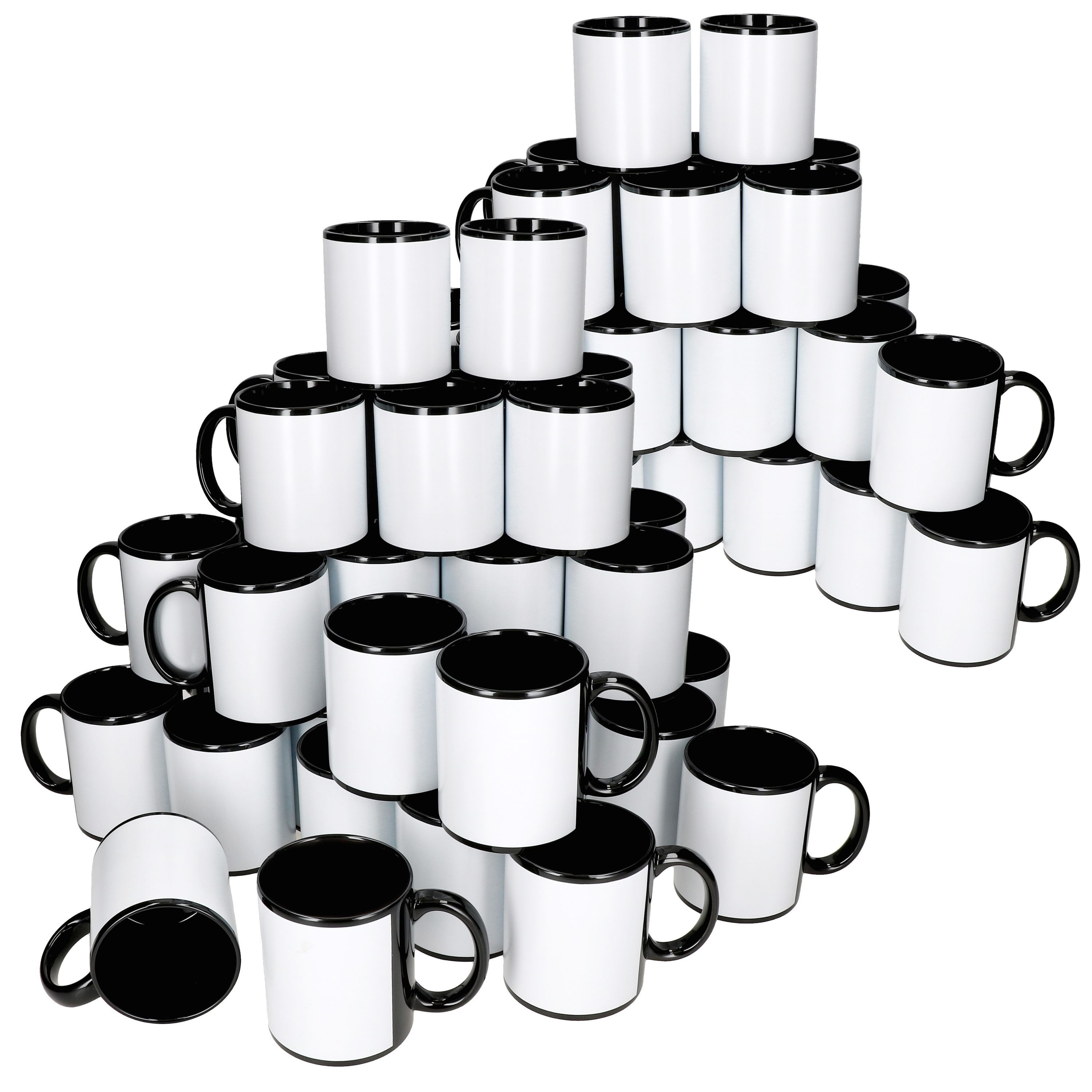 MamboCat Becher 72x Cara Kaffeebecher 300ml 72 Personen schwarz & weiß Tee Kakao, Porzellan